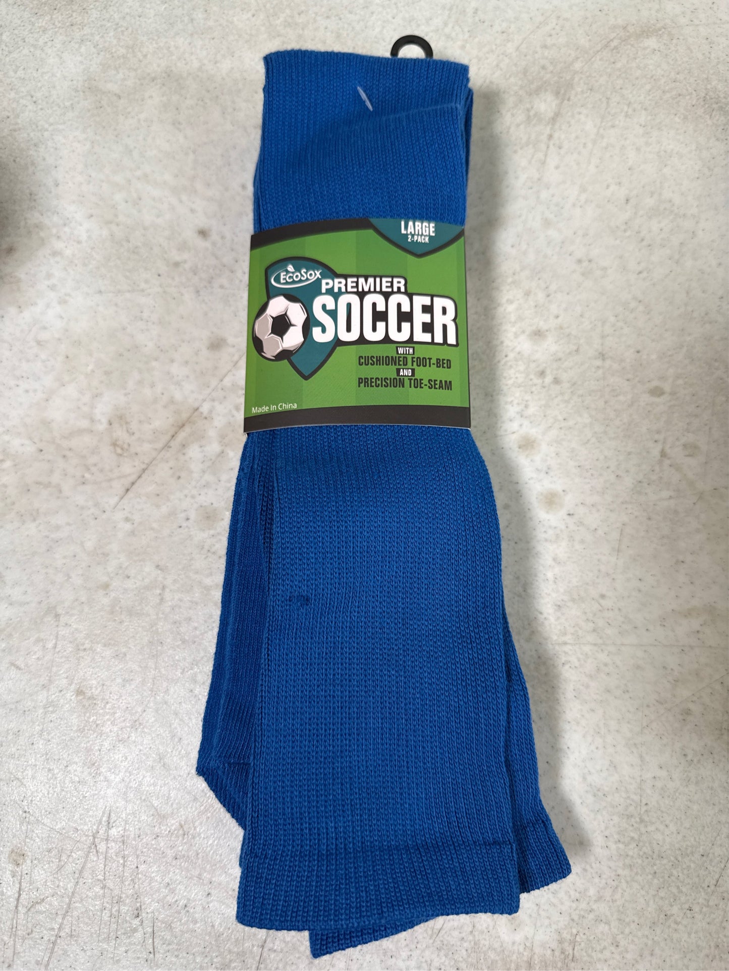 EcoSox Premier Over-the-Calf Soccer Socks - 2-Pack, Royal Blue, Size Large
