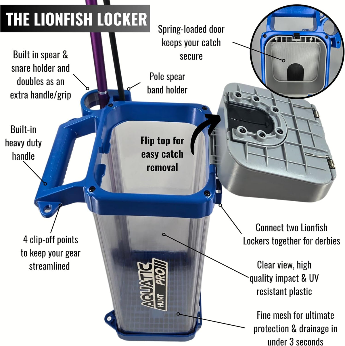 Aquatic Hunt Pro Lionfish Locker LL130G - High-Capacity Underwater Containment Unit