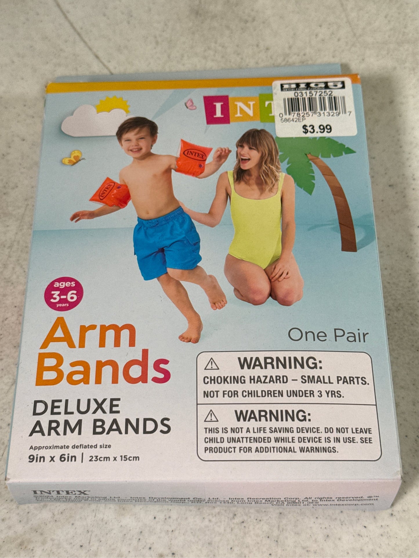 Intex Deluxe Inflatable Swim Arm Bands for Kids (Ages 3-6) - 1 Pair
