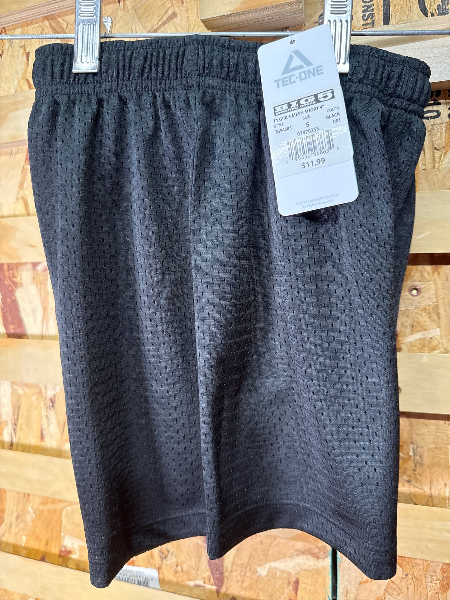 TEC-ONE Girls' 4" Inseam Poly Mesh Athletic Shorts - Black, Size Small