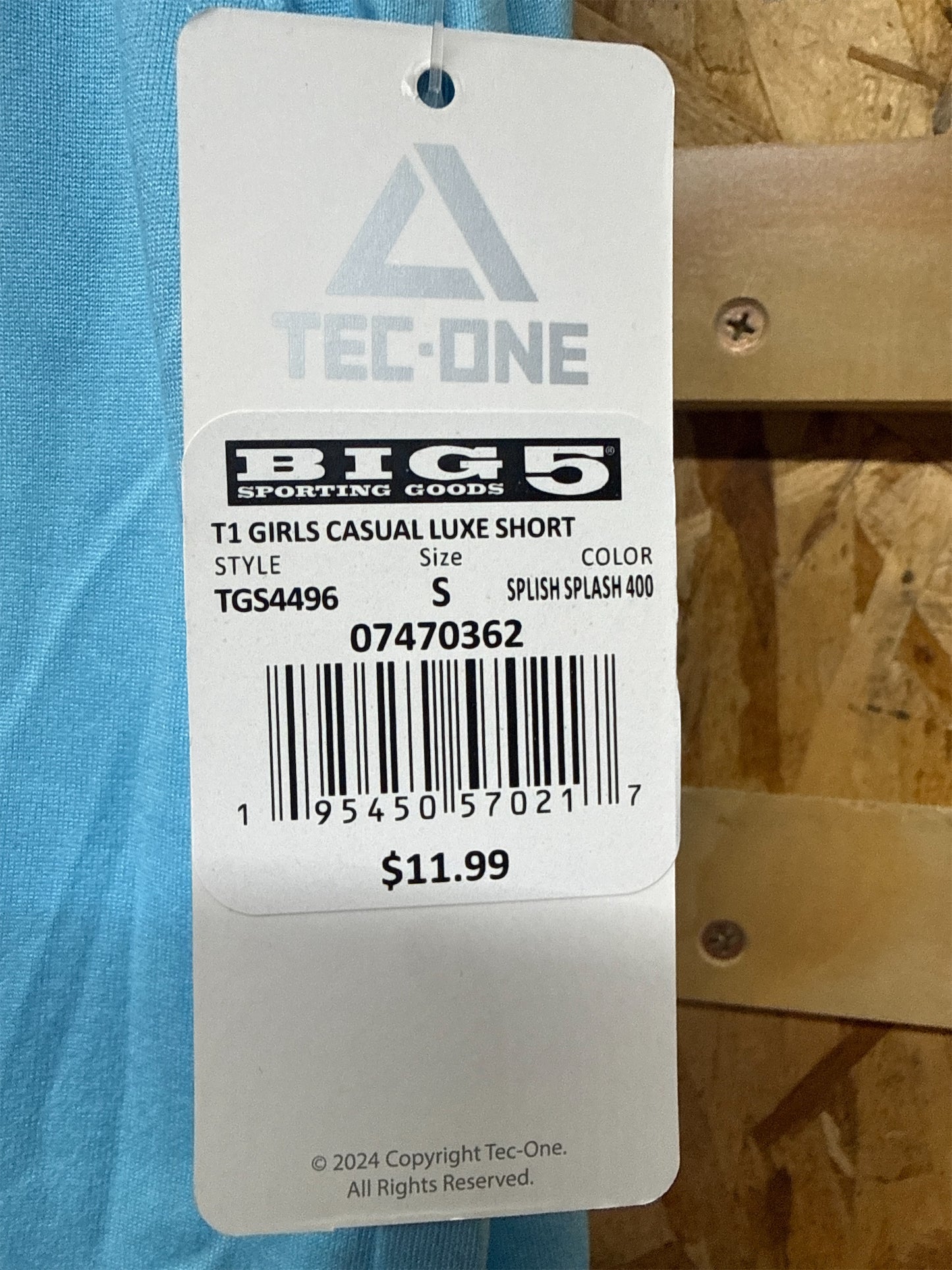TEC-ONE Girls' Casual Luxe Athletic Shorts - Splish Splash Blue, Size S