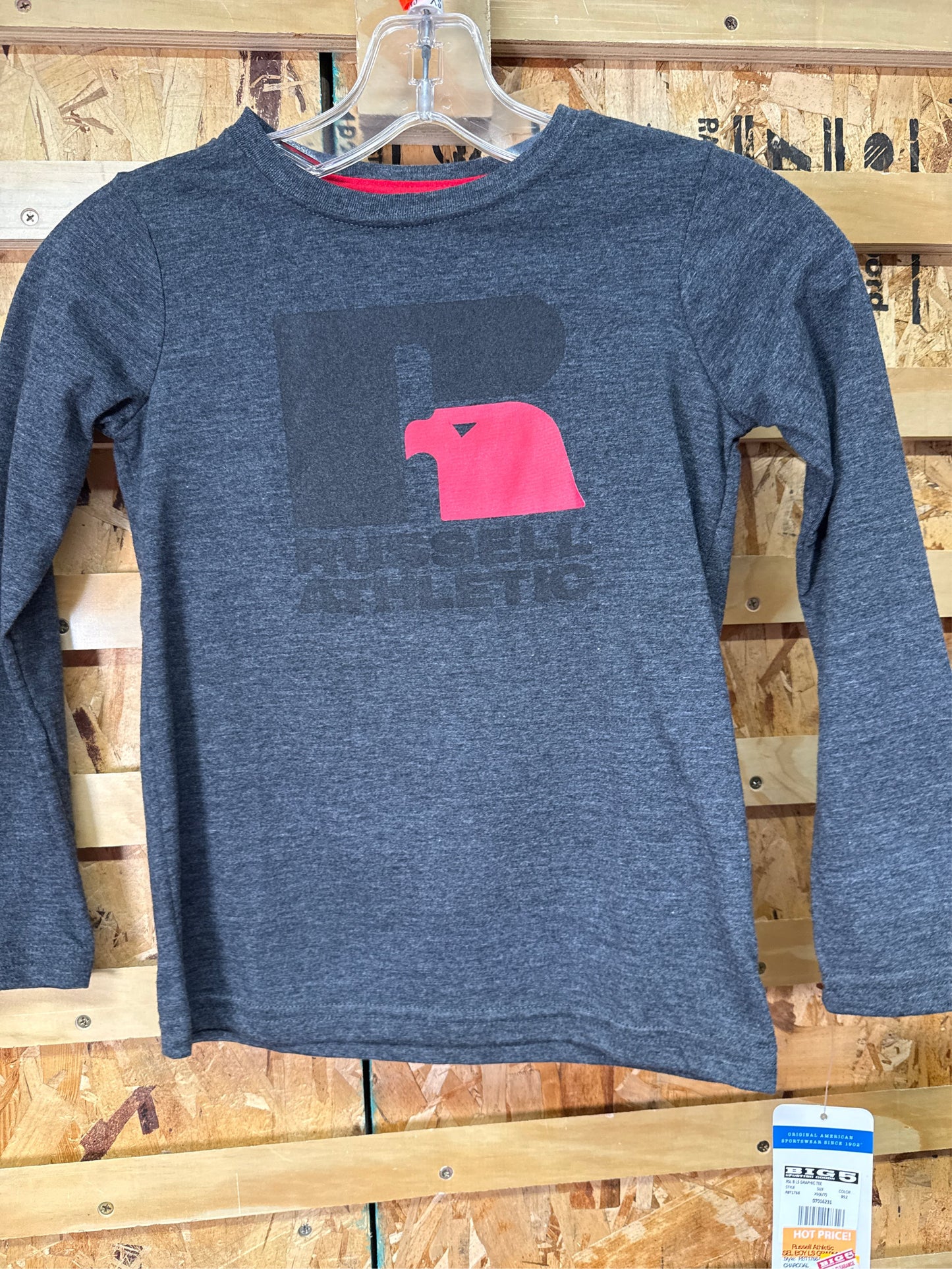 Russell Athletic Boys' Long-Sleeve Graphic T-Shirt - Charcoal, Size XS (6/7)