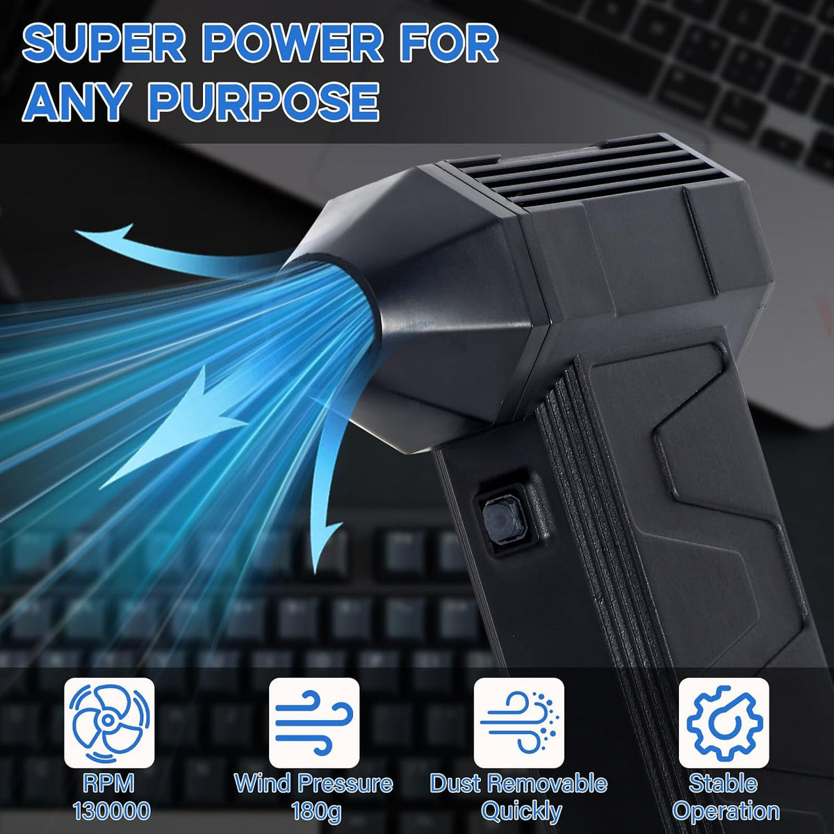 GarveeTech Cordless Compressed Air Duster - Rechargeable Electric Air Blower with Cleaning Brushes