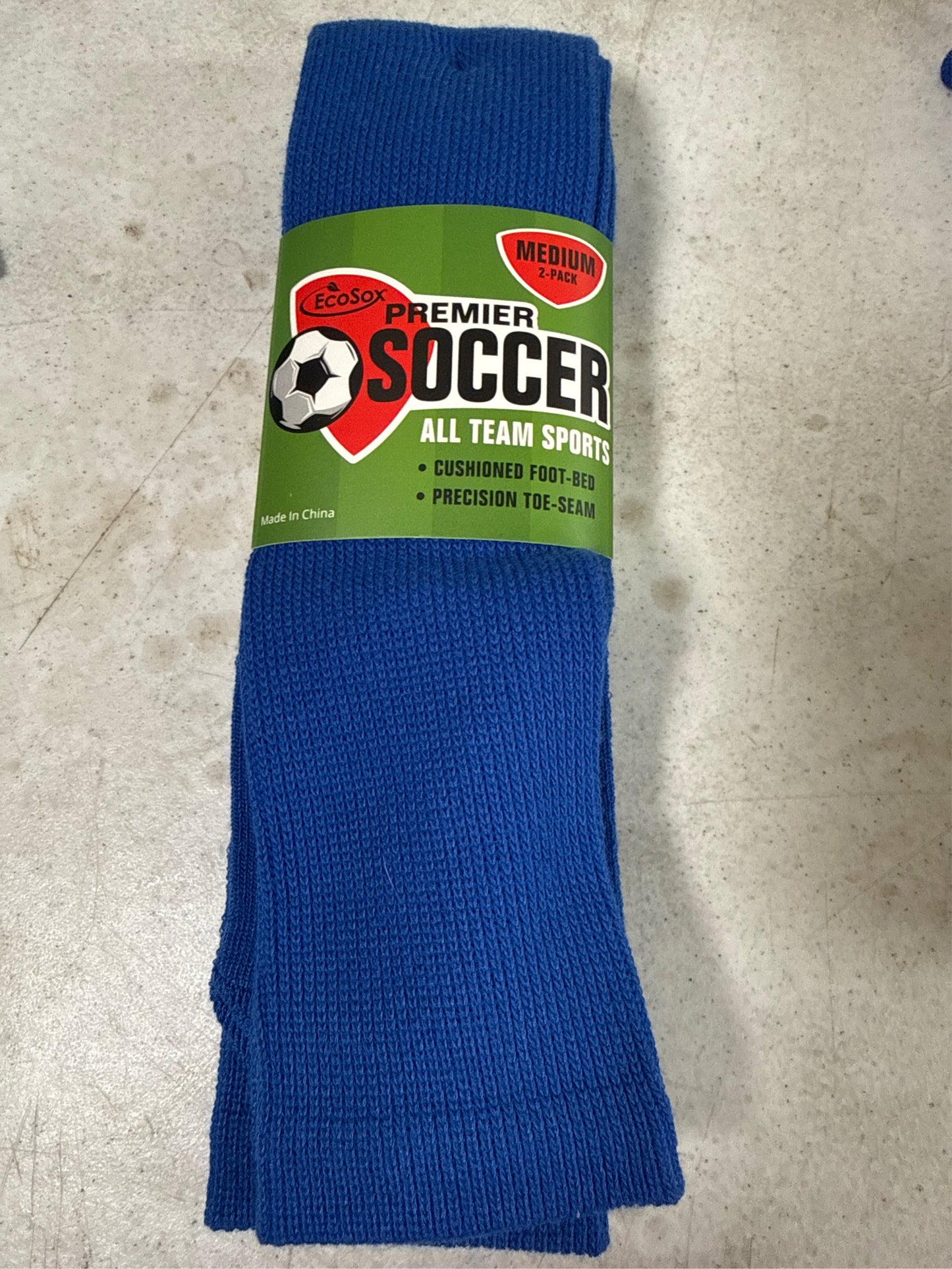 EcoSox Premier Over-the-Calf Soccer Socks - 2 Pack, Royal Blue, Size M