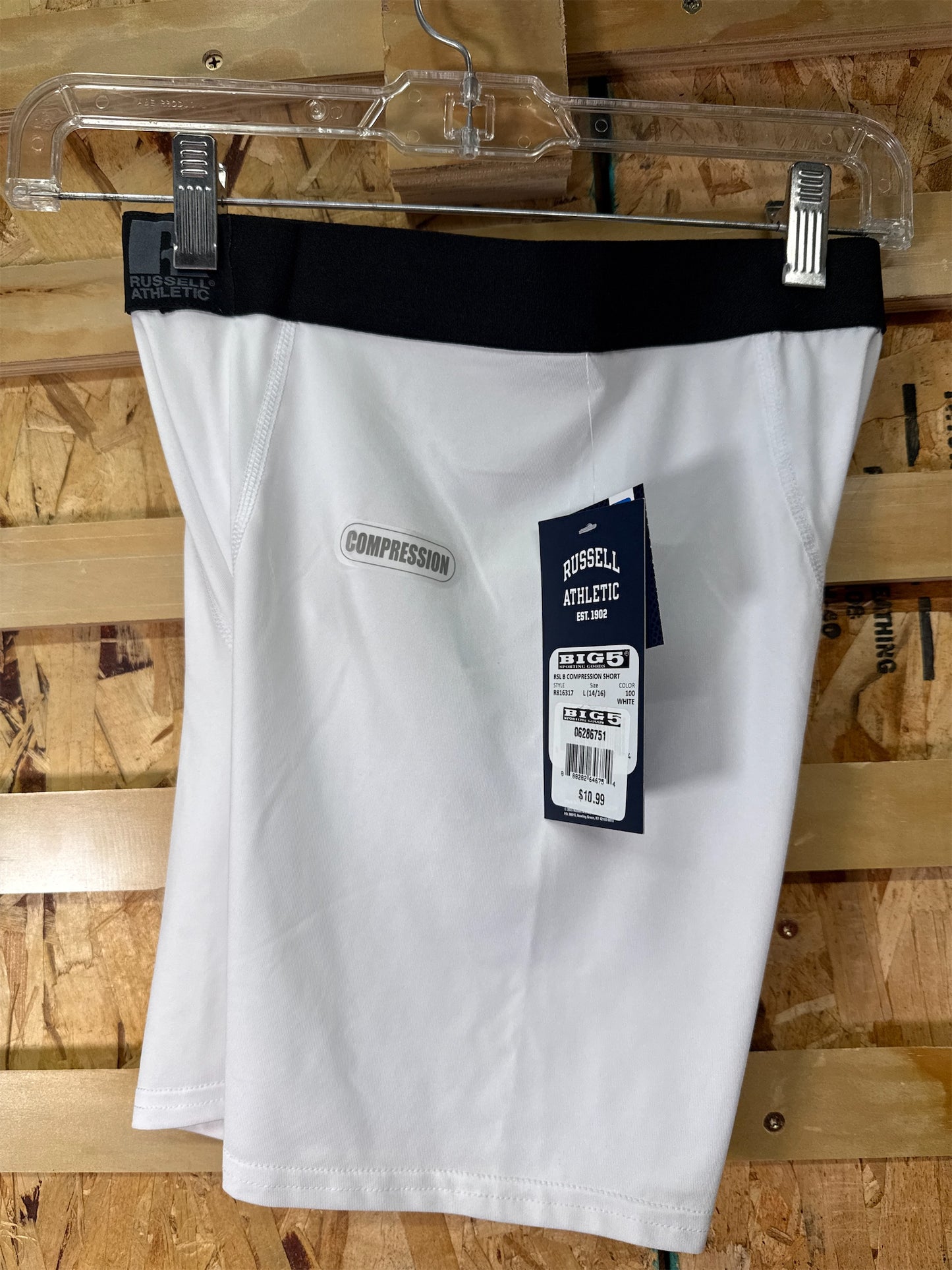 Russell Athletic Boys' Compression Shorts - White, Size Large