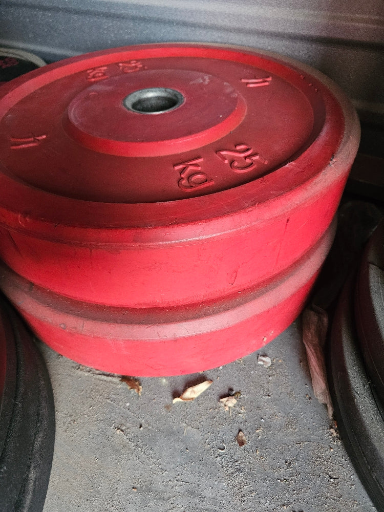 Tufftech 25kg Olympic Bumper Weight Plates - Red, Pair