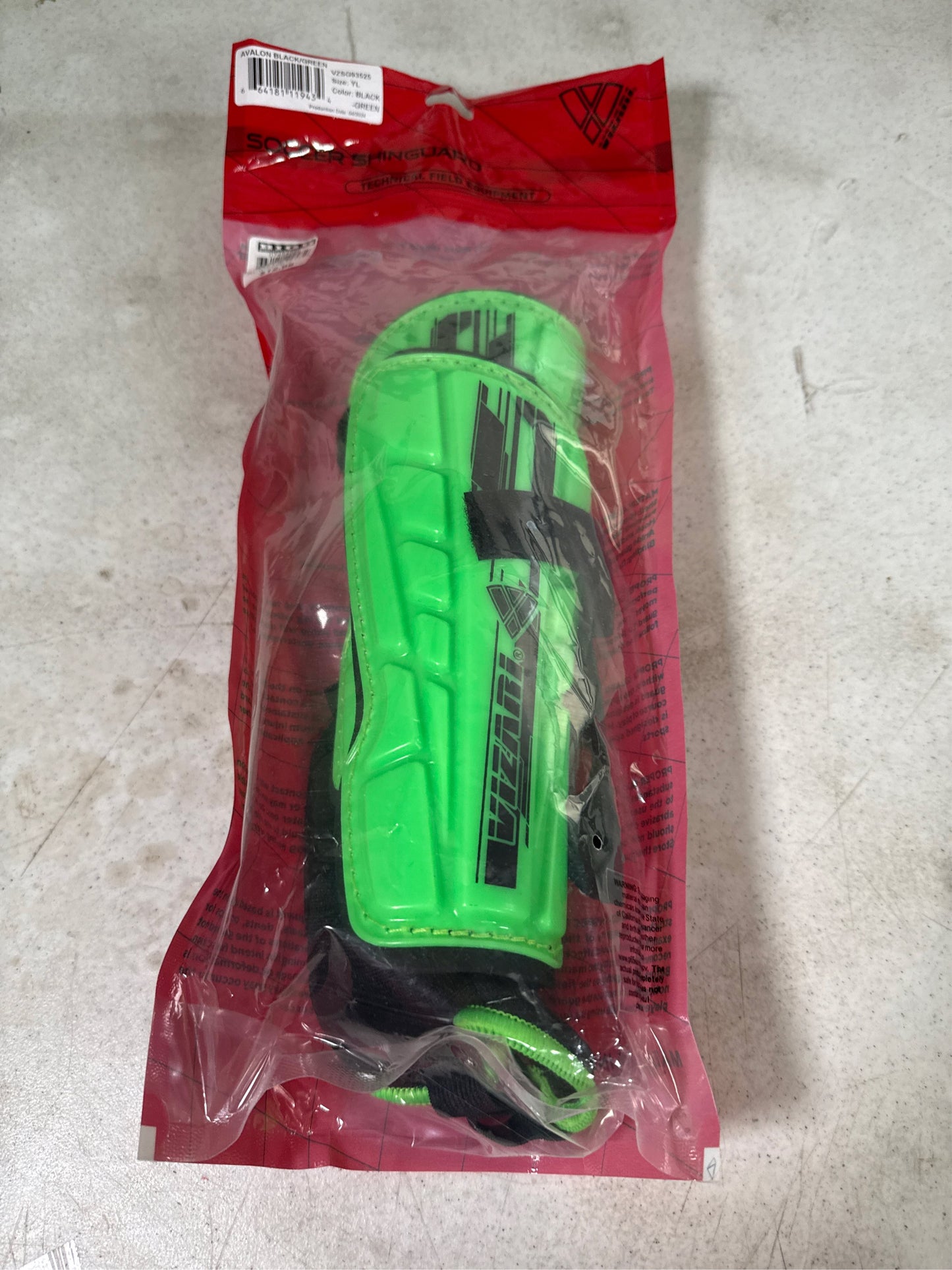 Vizari Avalon Youth Soccer Shin Guards - Black/Green, Youth Large