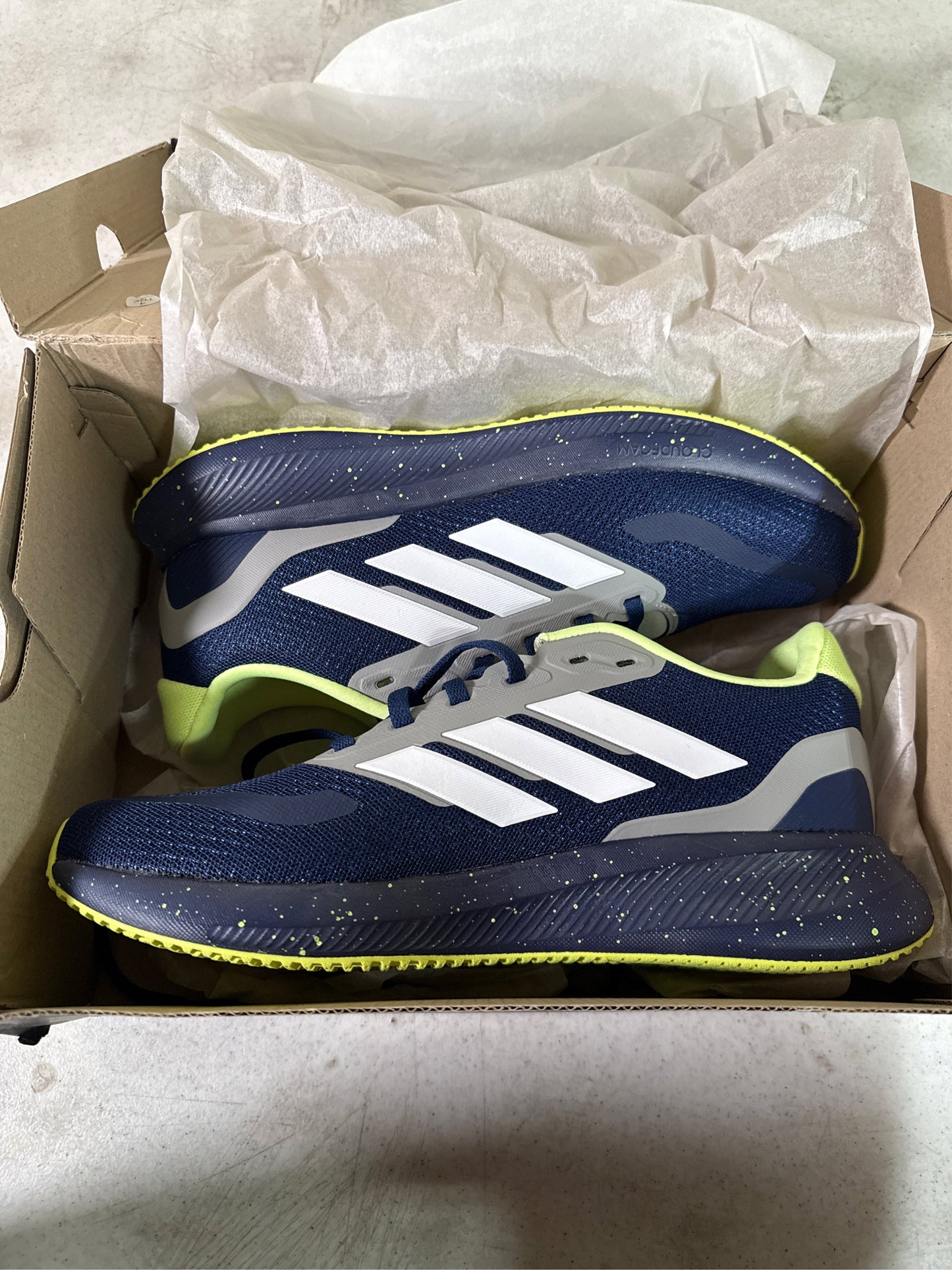 Adidas Boys' Runfalcon 5.0 Running Shoes - Navy/Green, Size 6.5
