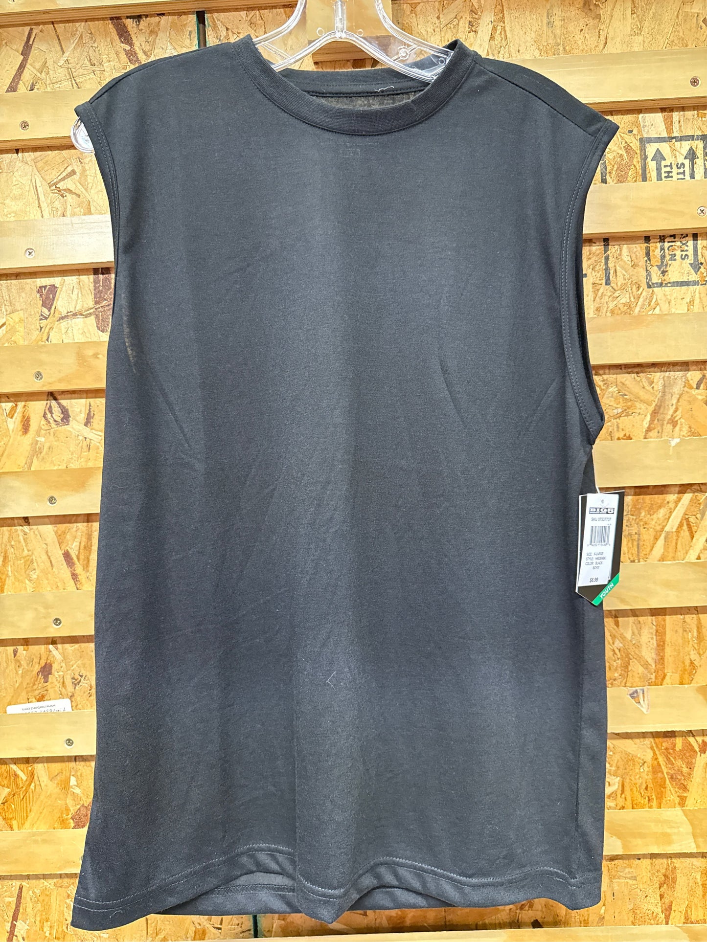 Fit Essentials Boys' Crewneck Muscle Tee - Black, XL