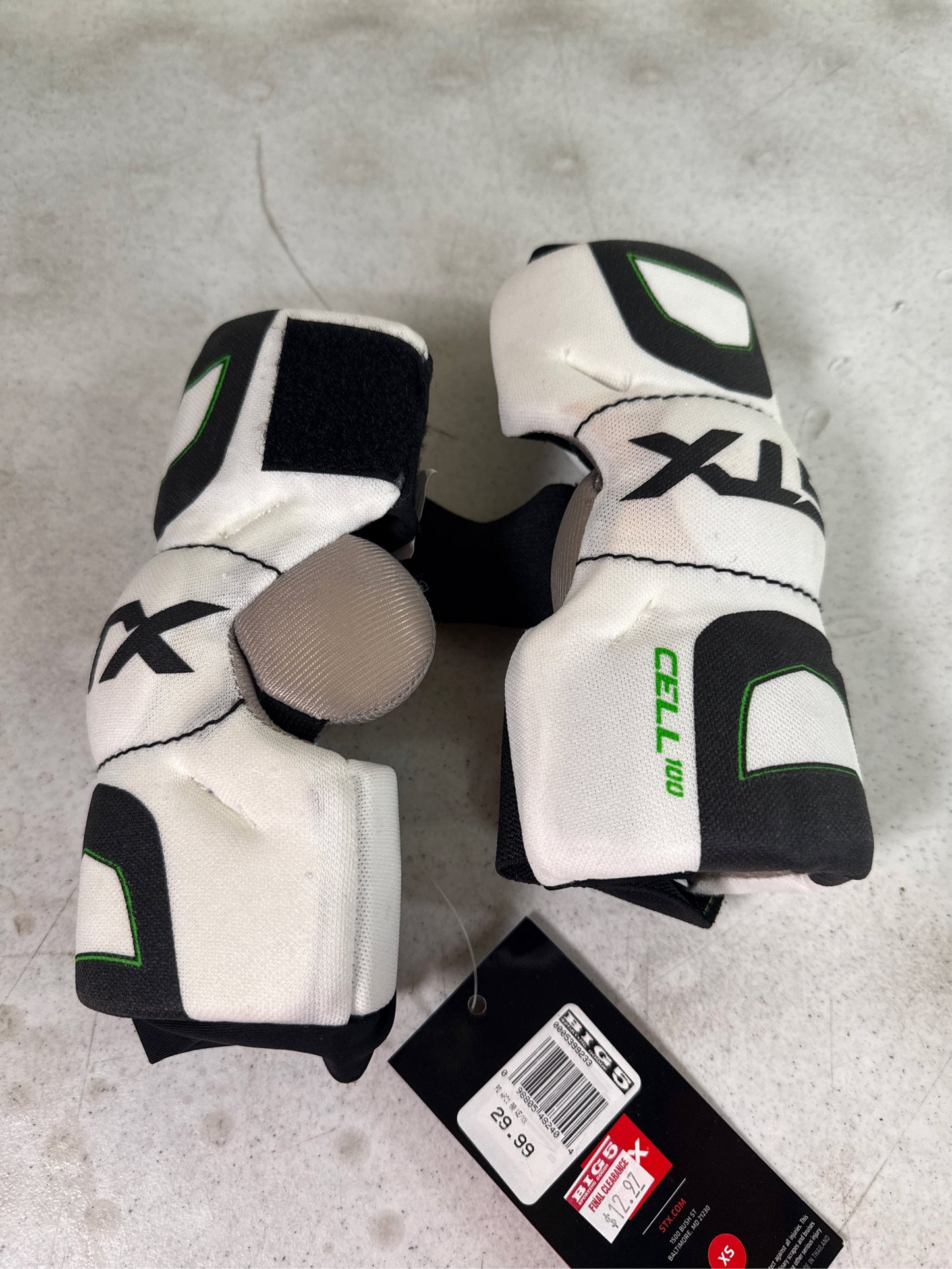 STX Cell 100 Lacrosse Arm Pads - White/Black, Size XS