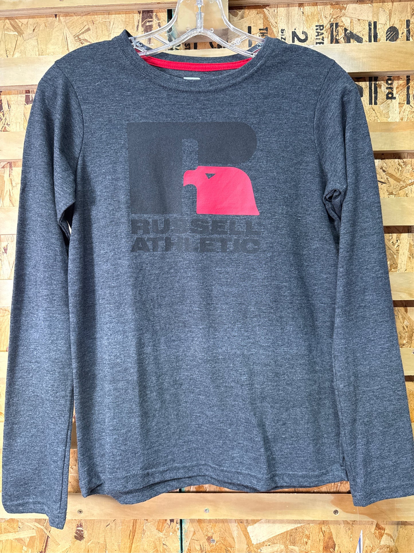 Russell Athletic Boys' Long-Sleeve Graphic T-Shirt, Charcoal Gray, Size L (14/16)
