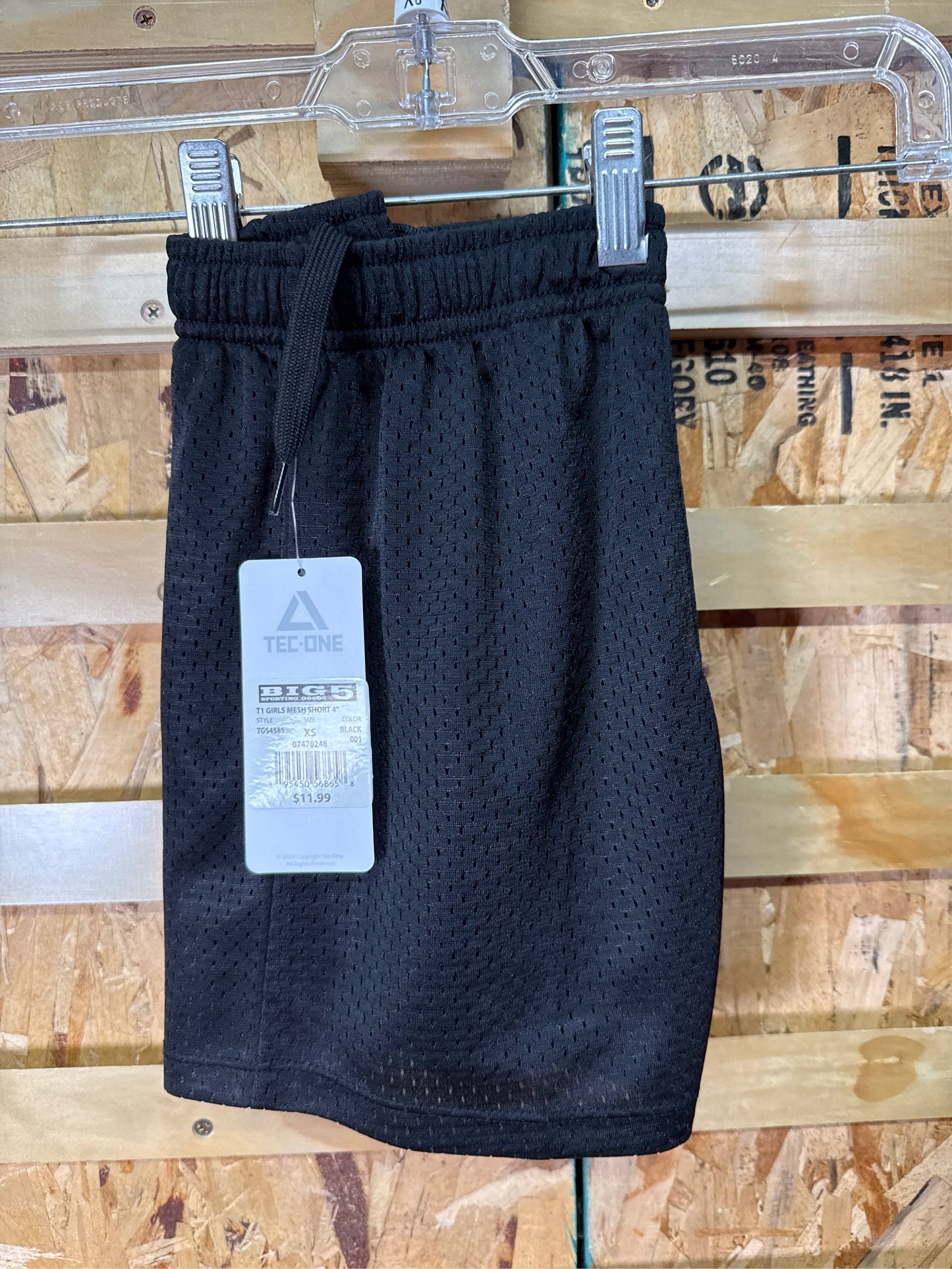 TEC-ONE Girls' 4" Inseam Poly Mesh Athletic Shorts - Black, XS