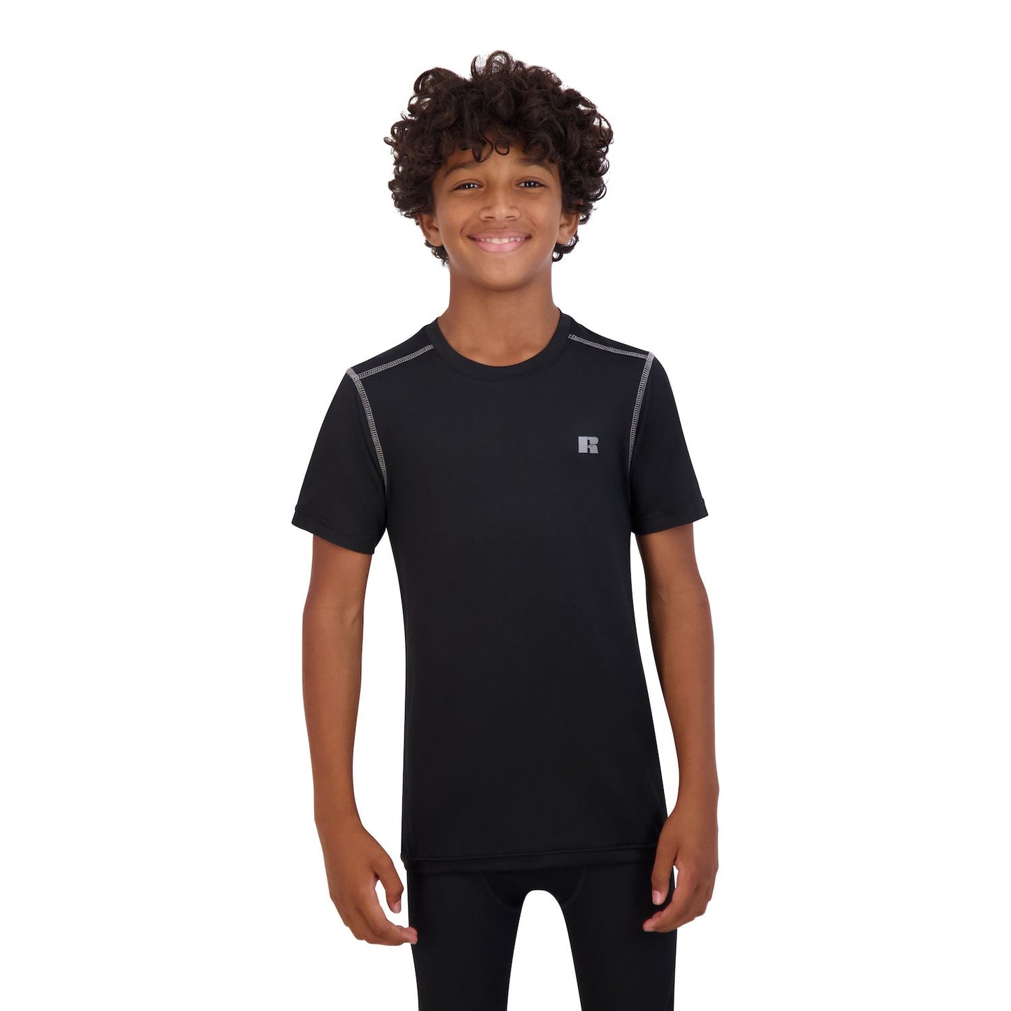 Russell Athletic Boys' Fitted Short-Sleeve Athletic T-Shirt - Black, Size S (8)