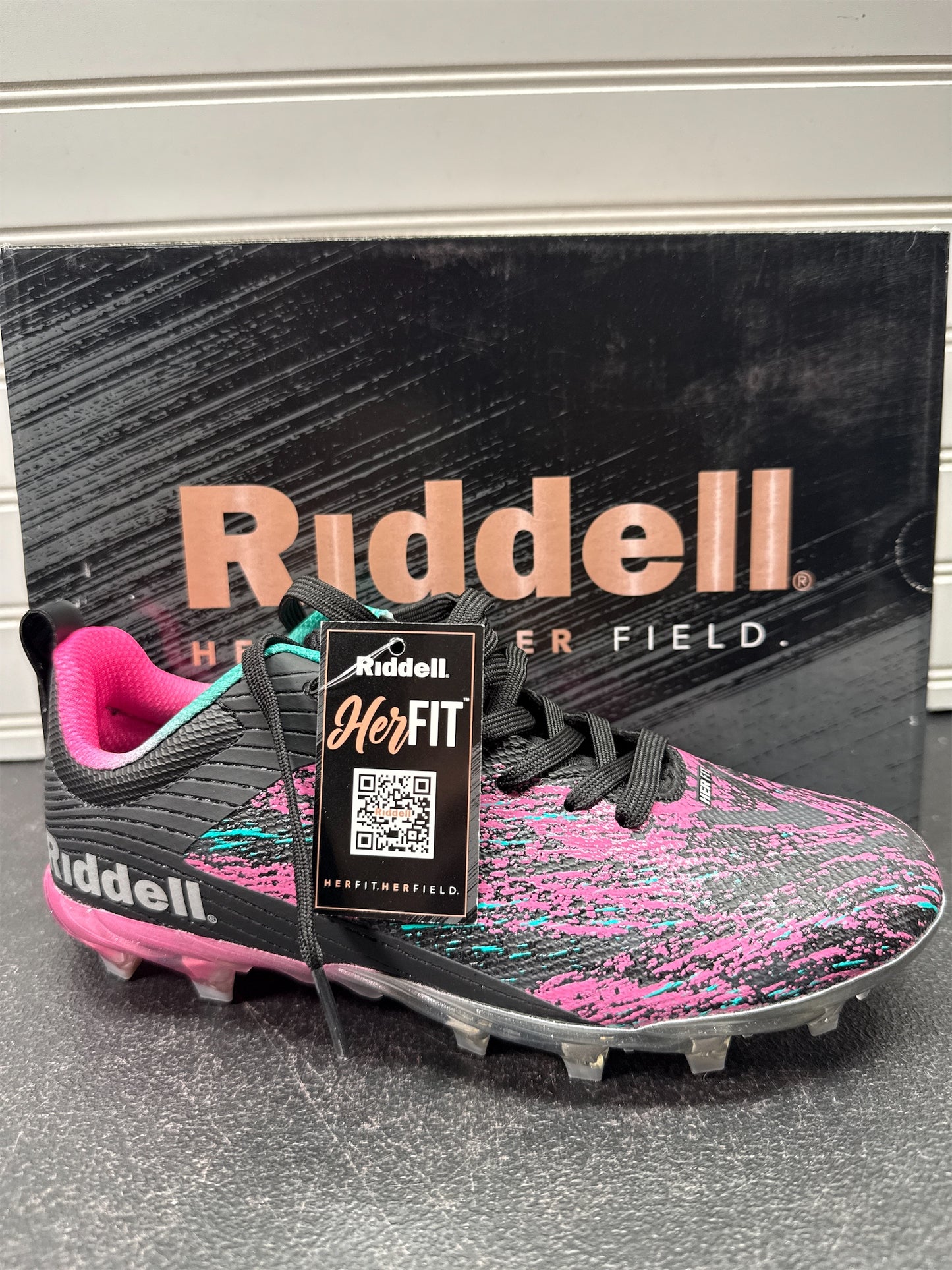 Riddell Meridian TPU Women's Flag Football Cleats - Black/Pink, Size 5