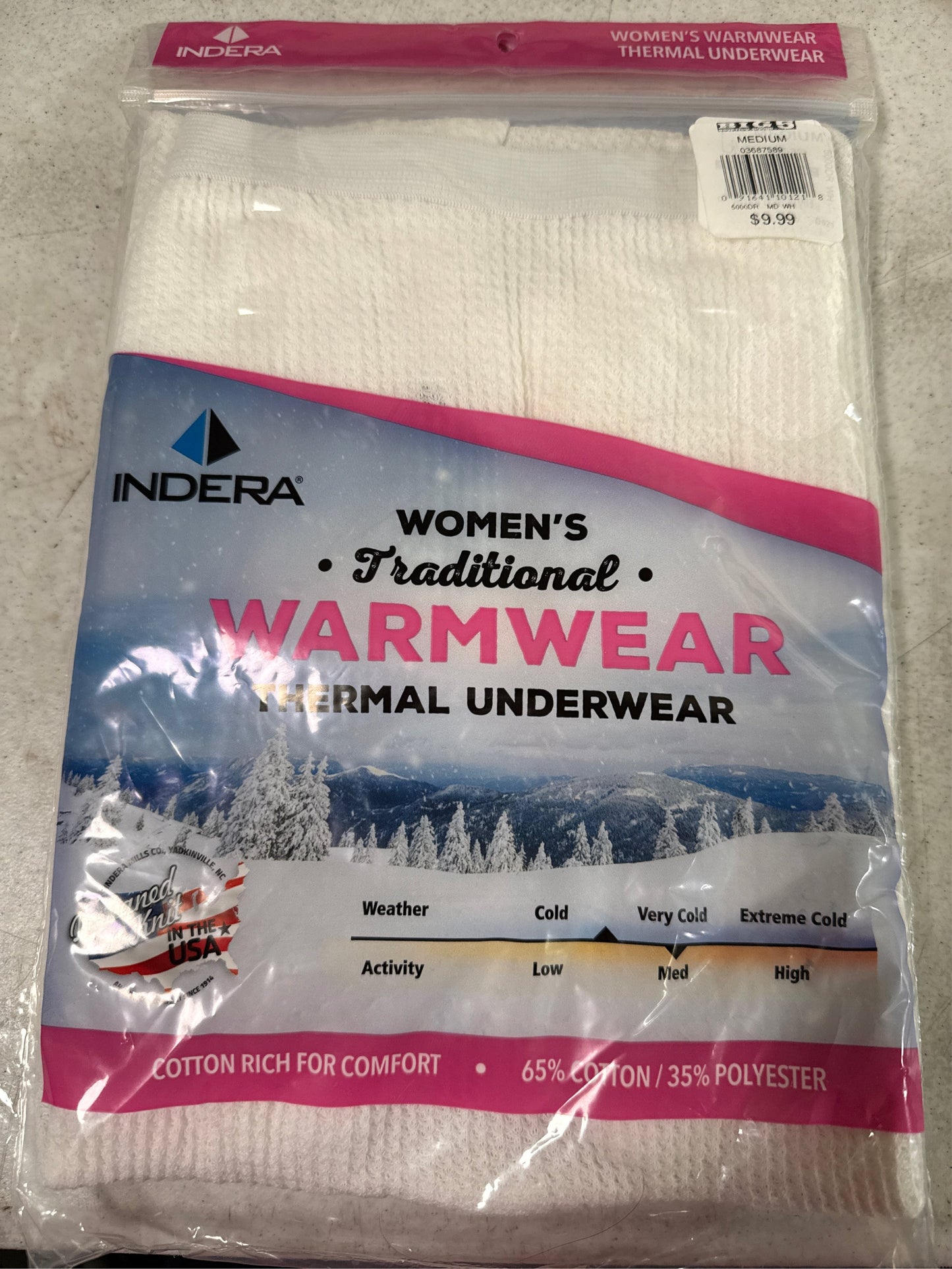 Indera Women's Traditional Thermal Underwear Base Layer Bottoms, White, Medium