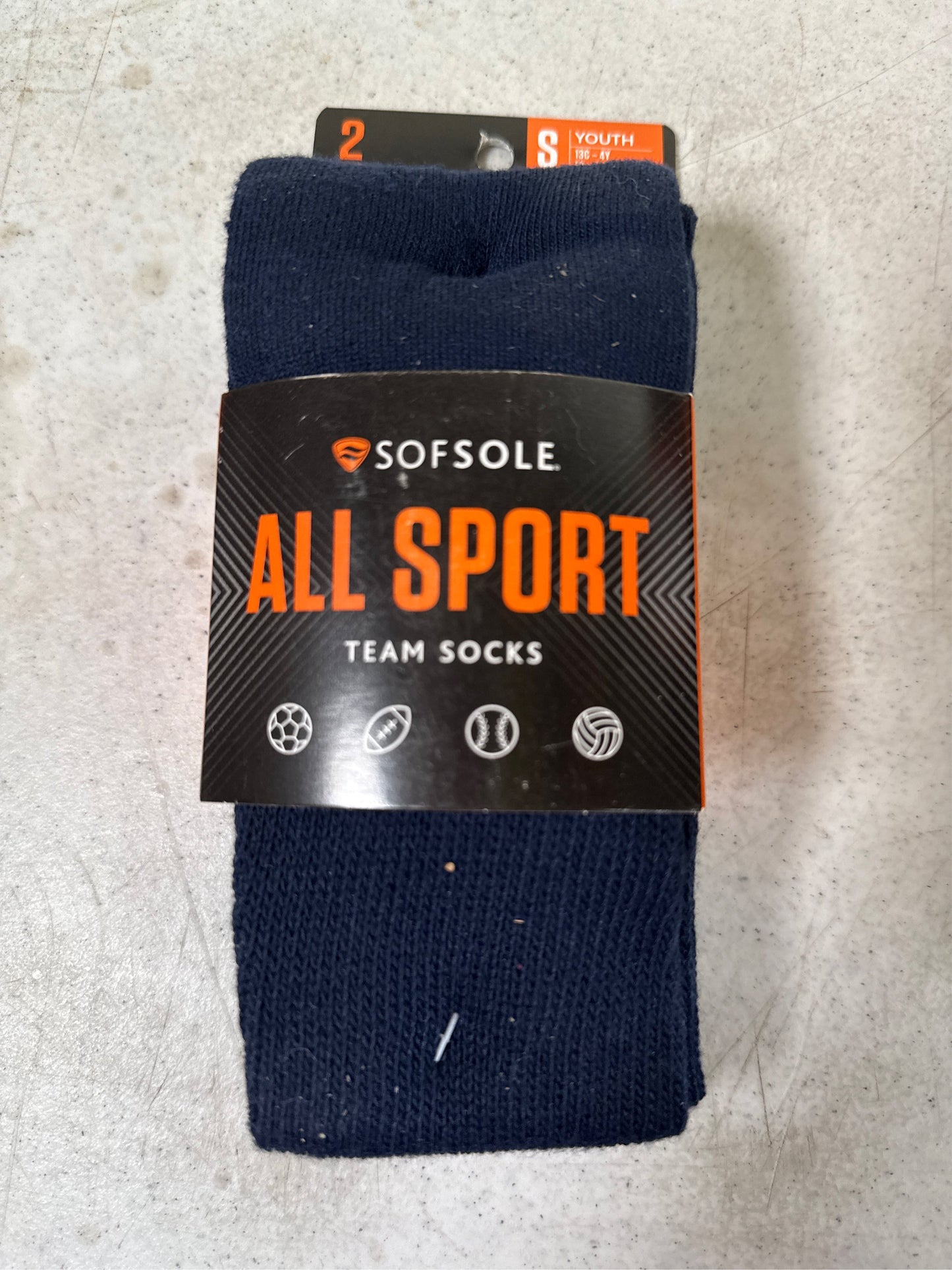 Sof Sole All-Sport Youth Team Socks - 2 Pack, Navy Blue, Size S