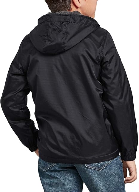 Dickies Boys' Fleece Lined Hooded Jacket, Black, Size S (7/8)