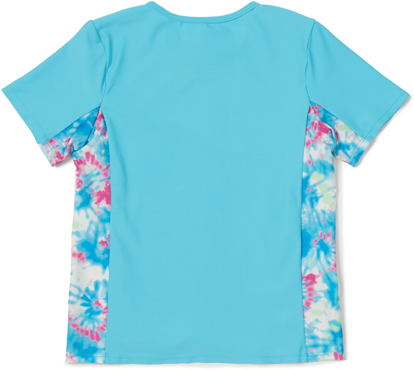 Speedo Little Kids' Printed Splice Short Sleeve Rash Guard - Blue Atoll, XL
