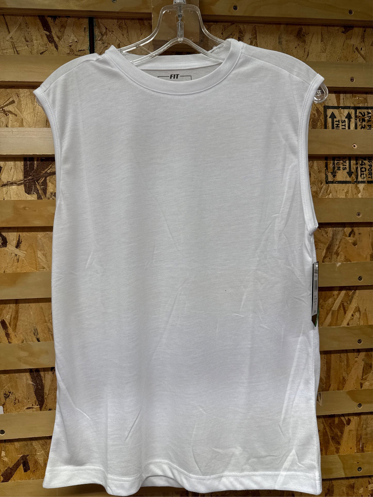 Fit Essentials Boys' Crewneck Muscle Tee - White, Size L