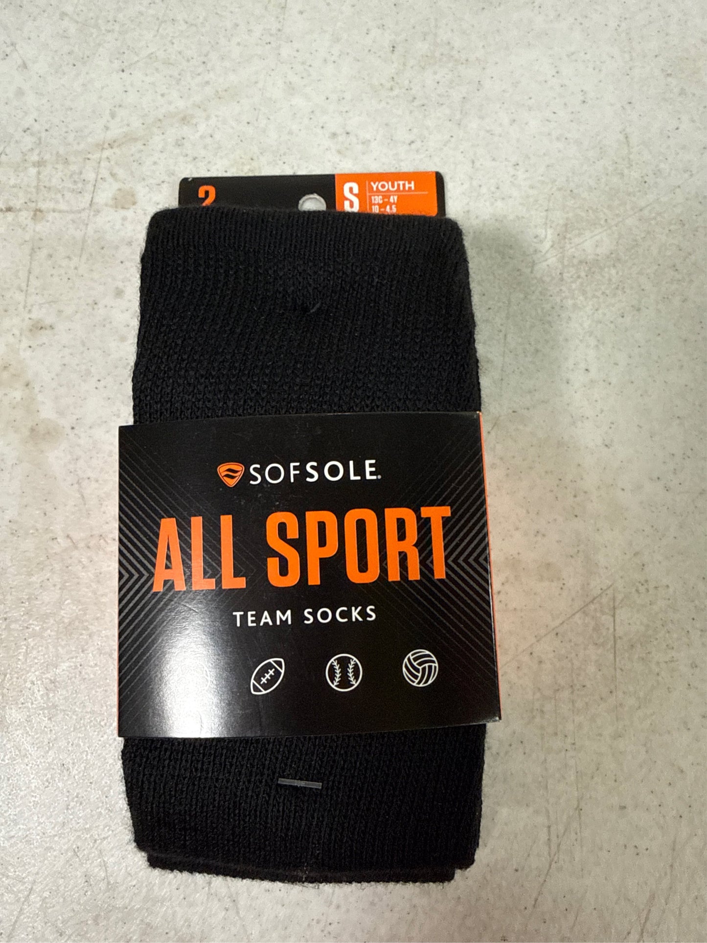 Sof Sole All-Sport Youth Team Athletic Socks, 2-Pack - Black, Small