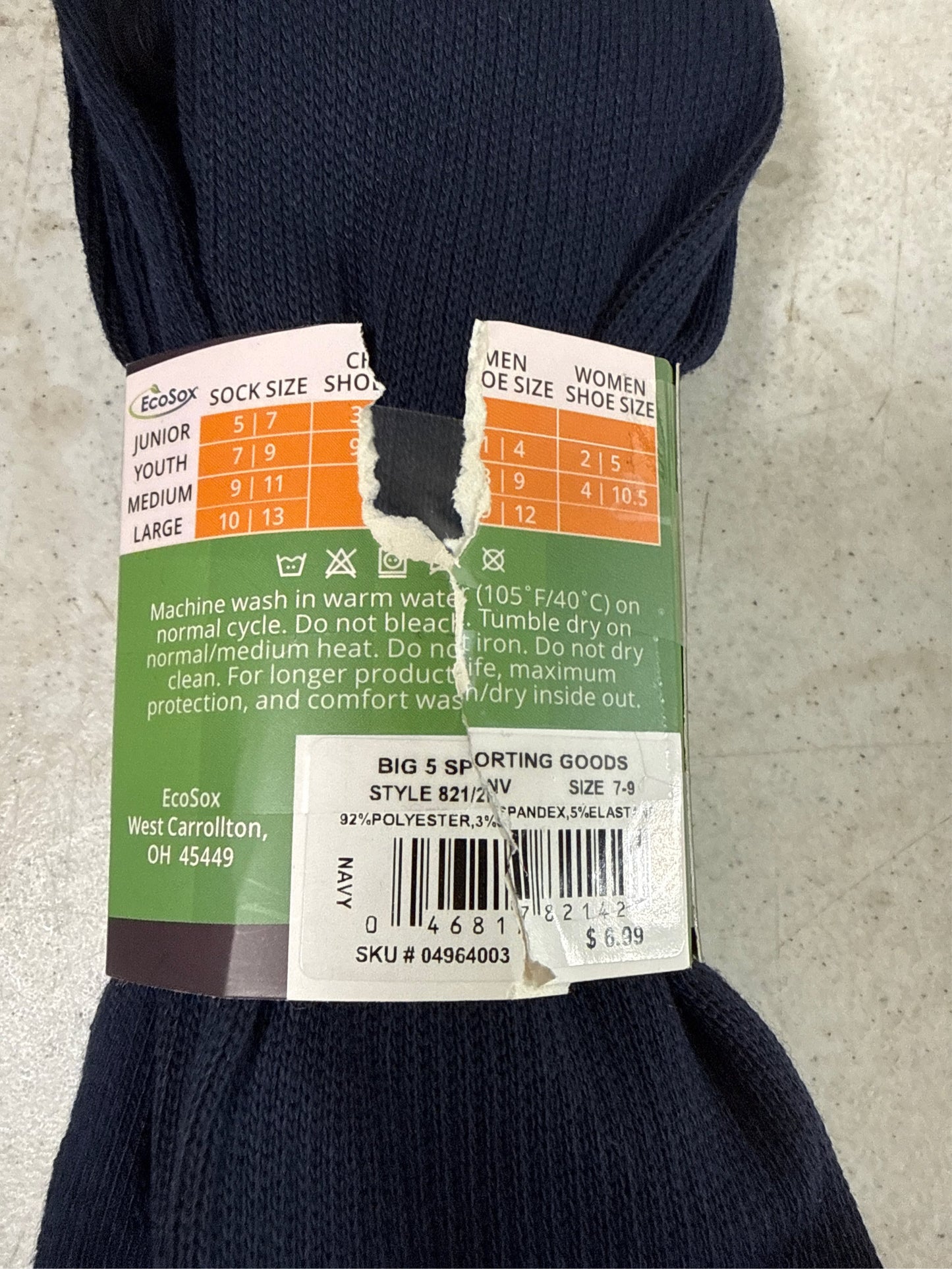 EcoSox Youth Premier Over-the-Calf Soccer Socks - 2 Pack, Navy Blue, Size 7-9