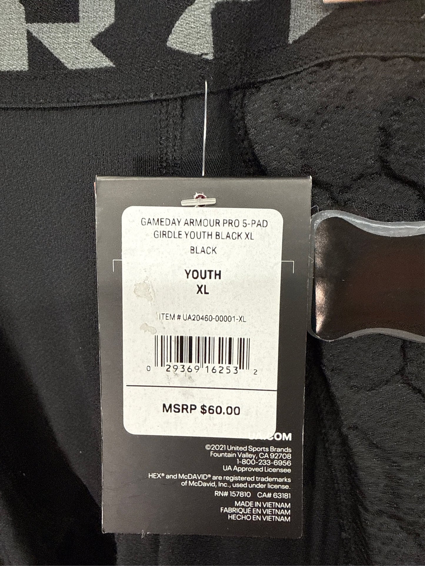 Under Armour Youth Gameday Armour Pro 5-Pad Football Girdle - Black, XL