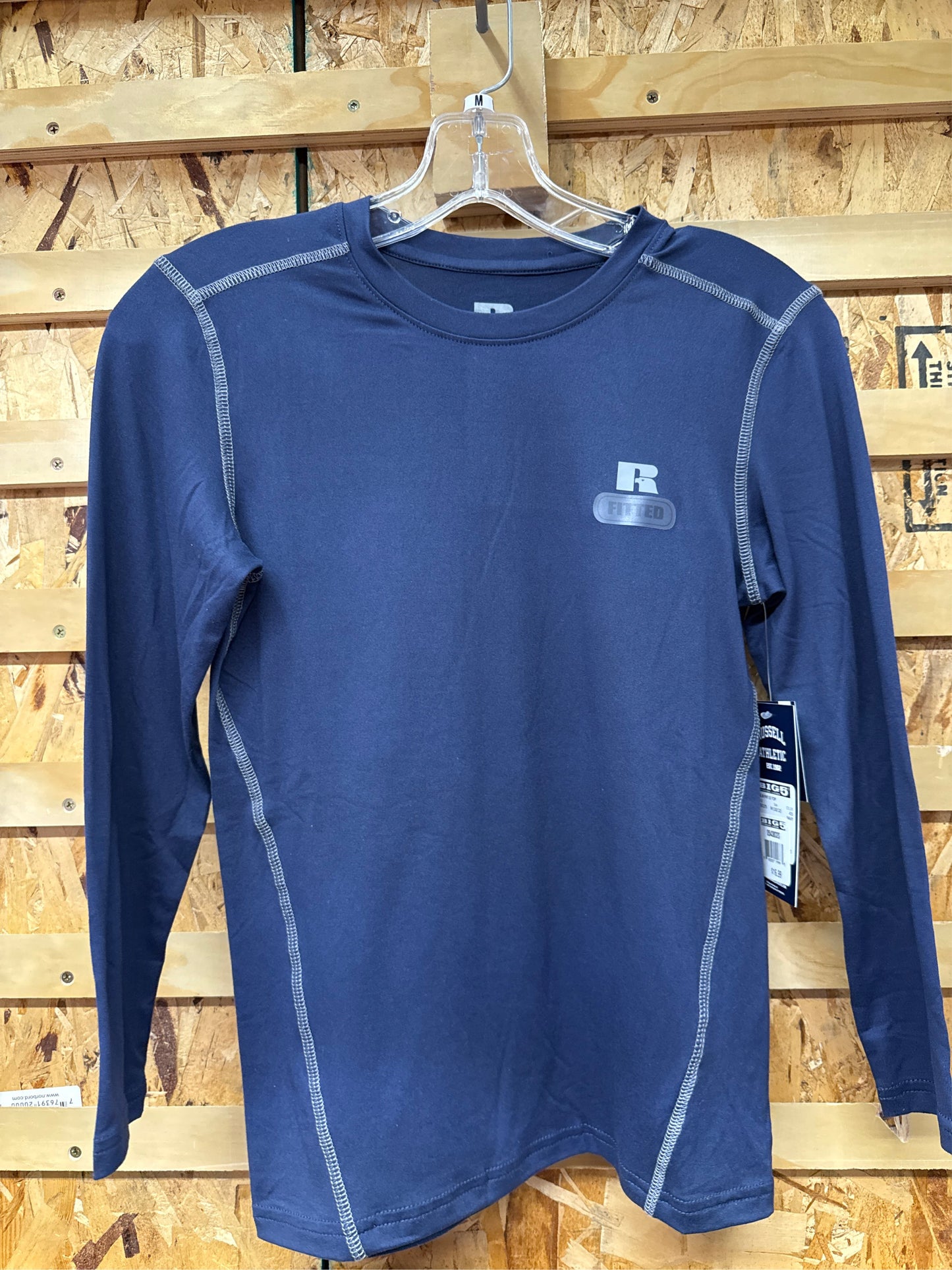 Russell Athletic Boys' Fitted Long-Sleeve Performance Shirt - Navy, Size M (10/12)