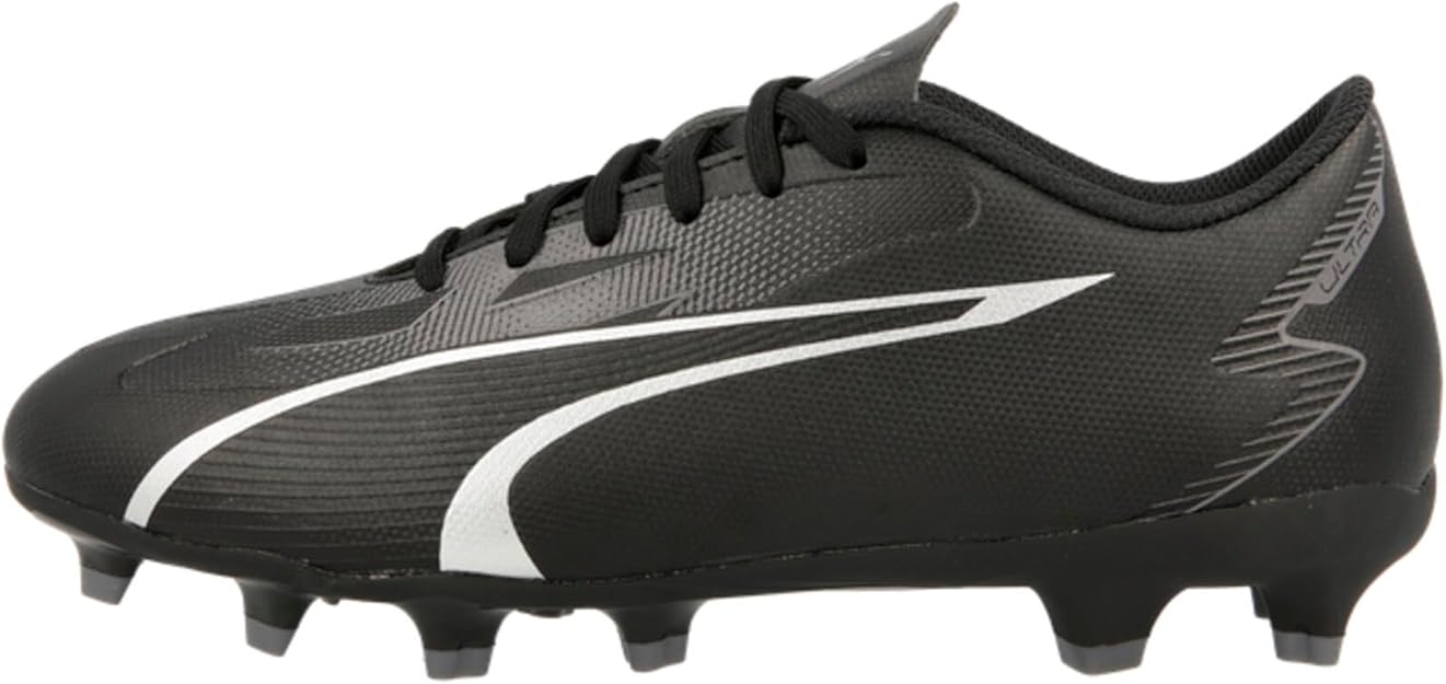 Puma Ultra Play Junior FG/AG Soccer Cleats - Black/Asphalt, Size 5.5