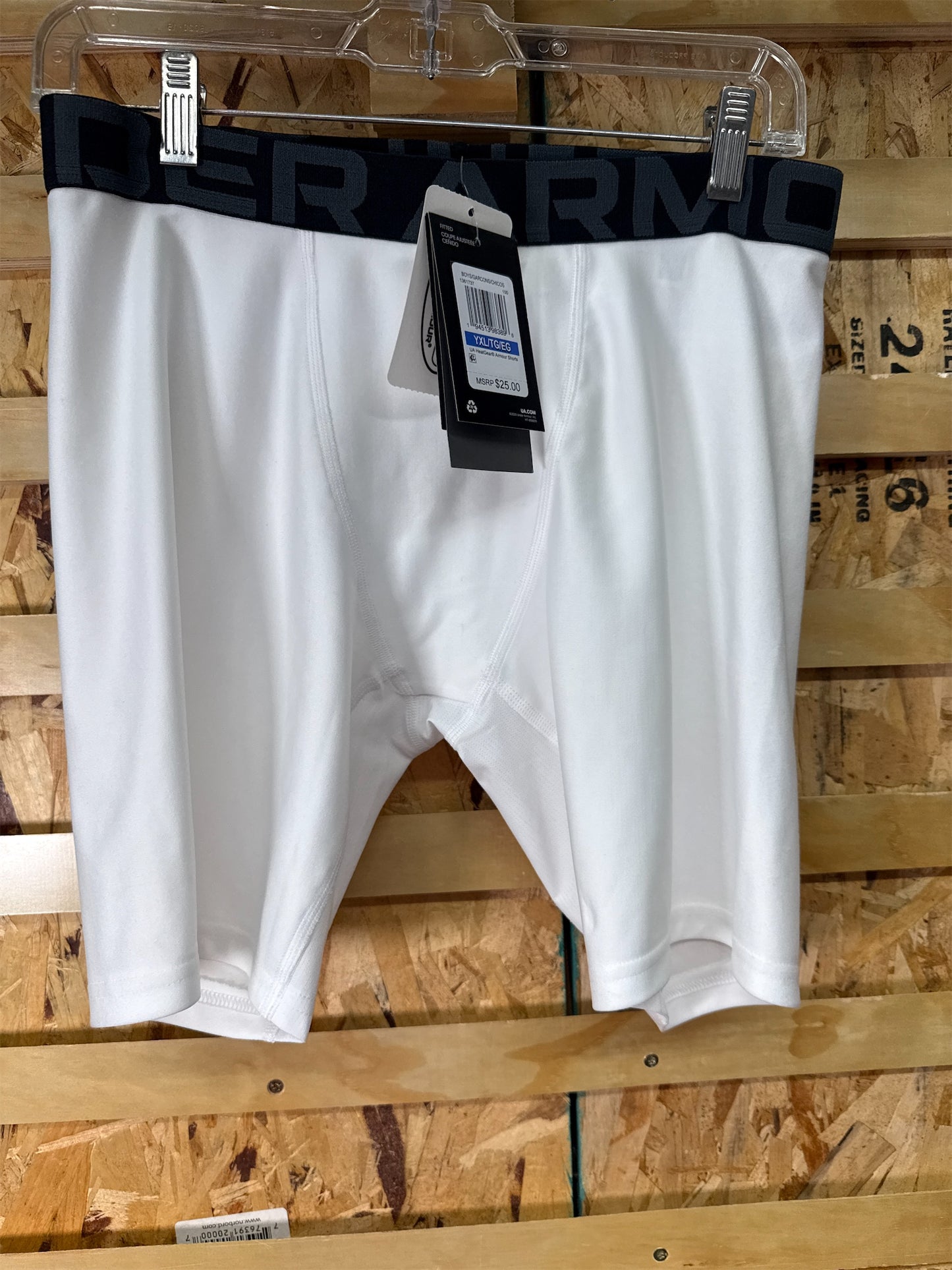 Under Armour Boys' HeatGear Fitted Active Shorts - White, Size XL