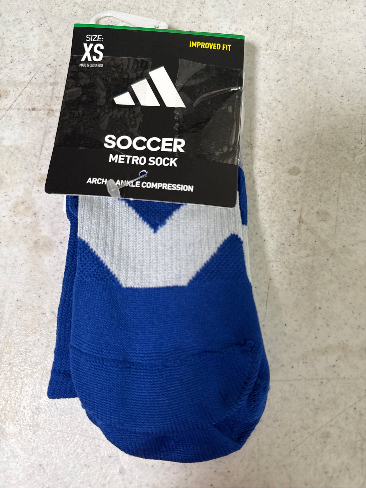 Adidas Metro VI Soccer Socks - Royal Blue/Clear Grey/White, XS