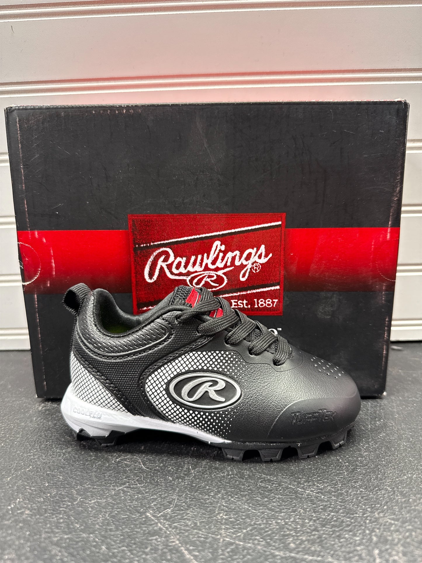 Rawlings Sanction Low Youth Baseball Cleats - Black Combo, Size 8
