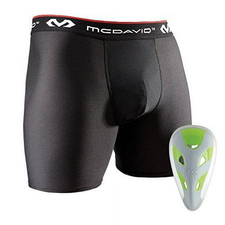 McDAVID Kids' Performance Boxer Shorts with Flex Cup - Black, Small