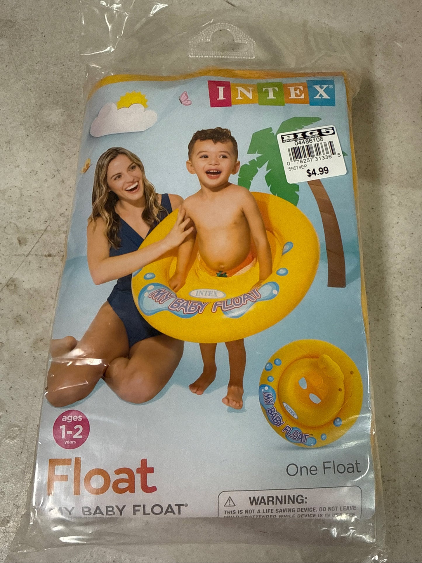 Intex My Baby Float Inflatable Yellow Vinyl Pool Float with Backrest