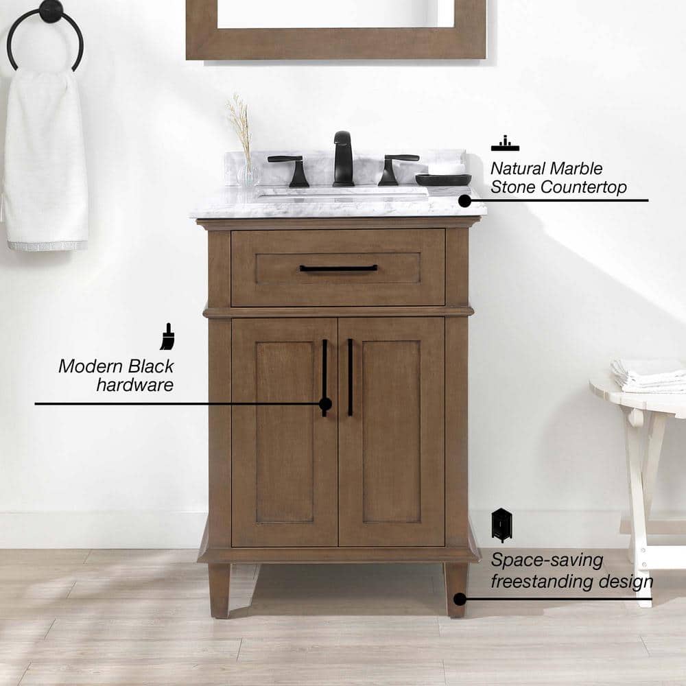 Home Decorators Collection Sonoma 24" Bathroom Vanity in Almond Latte with Marble Top