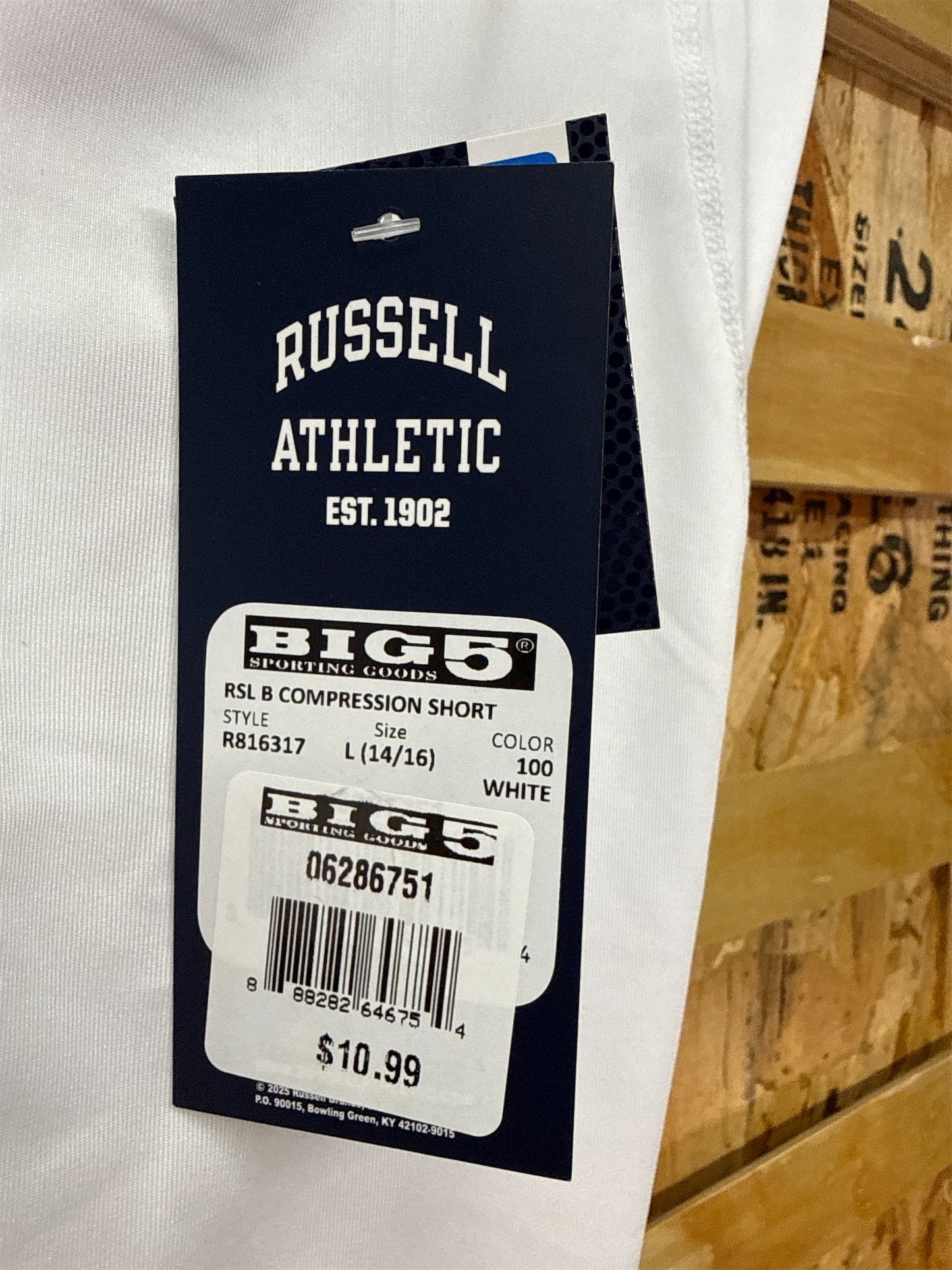 Russell Athletic Boys' Compression Shorts - White, Size Large