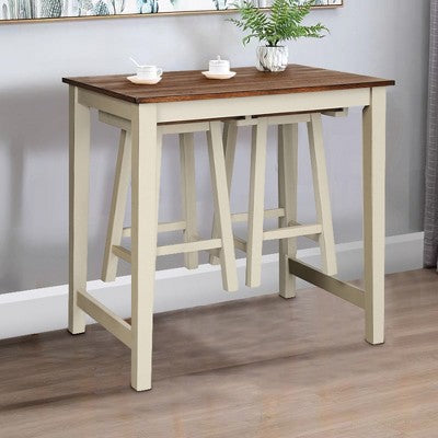 Costway 3-Piece Bar Table Set with 2 Saddle Stools, Space-Saving Design
