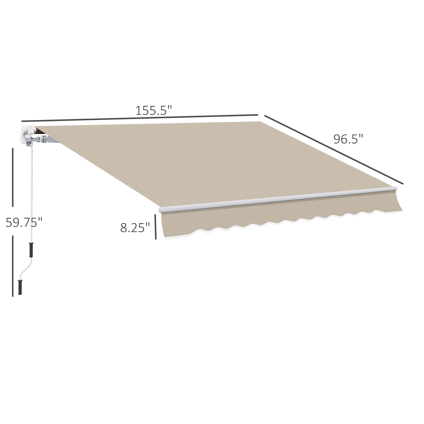 Outsunny 13' x 8' Retractable Patio Awning - UV & Water-Resistant Beige Shade