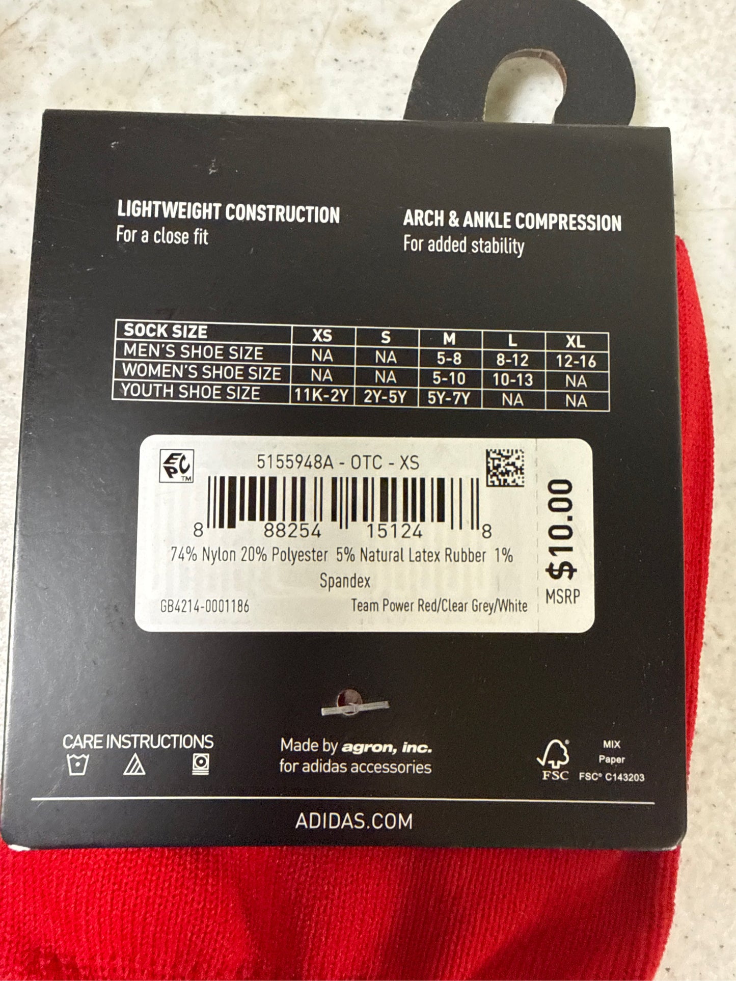 Adidas Metro VI Soccer Socks - Power Red, Size XS