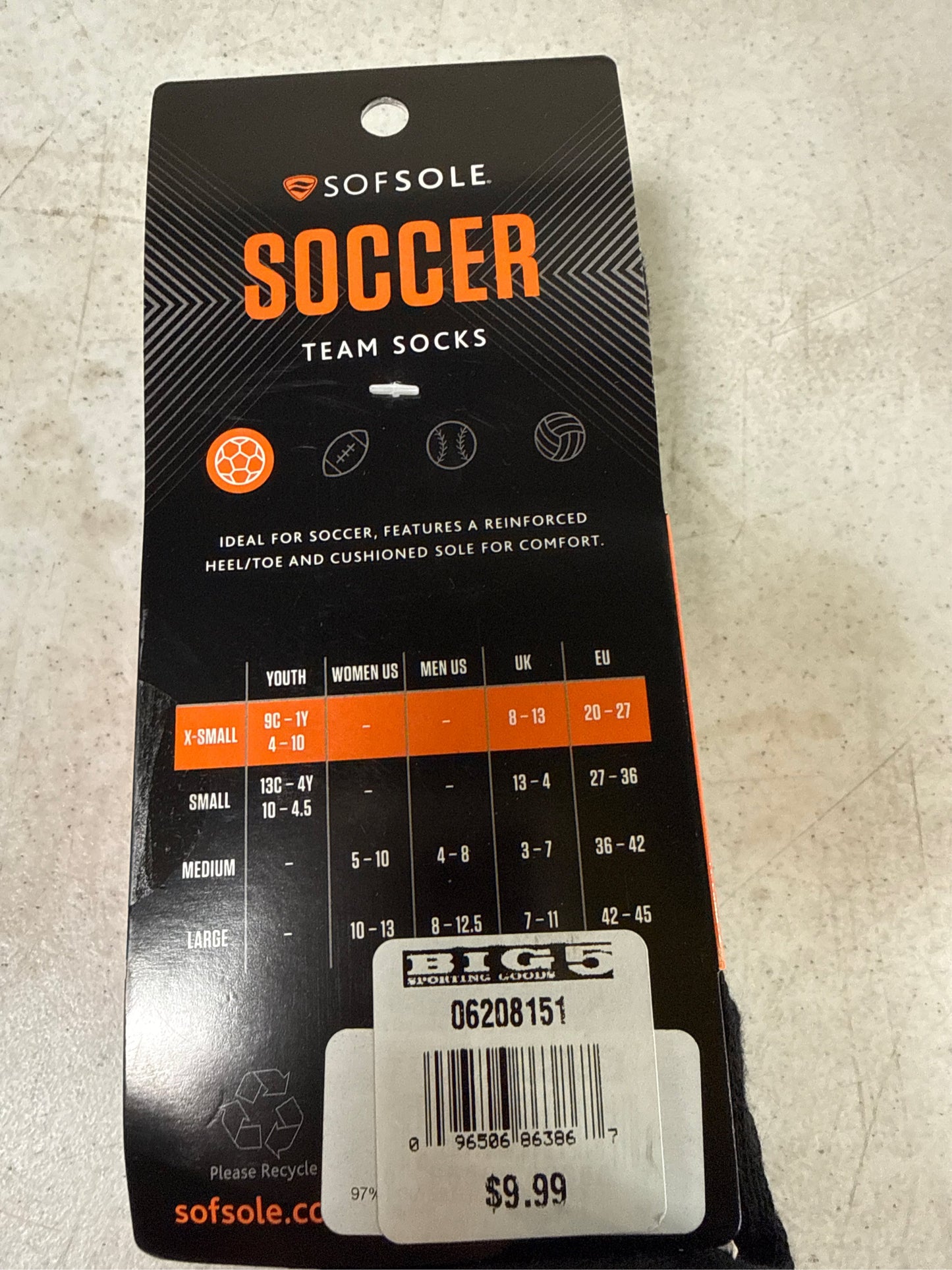 Sof Sole Youth Performance Over-the-Calf Soccer Socks - 2-Pack, Black, Size XS
