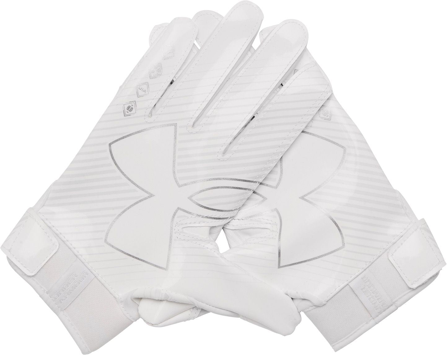 Under Armour F9 Youth Football Receiver Gloves - White/Silver, Medium