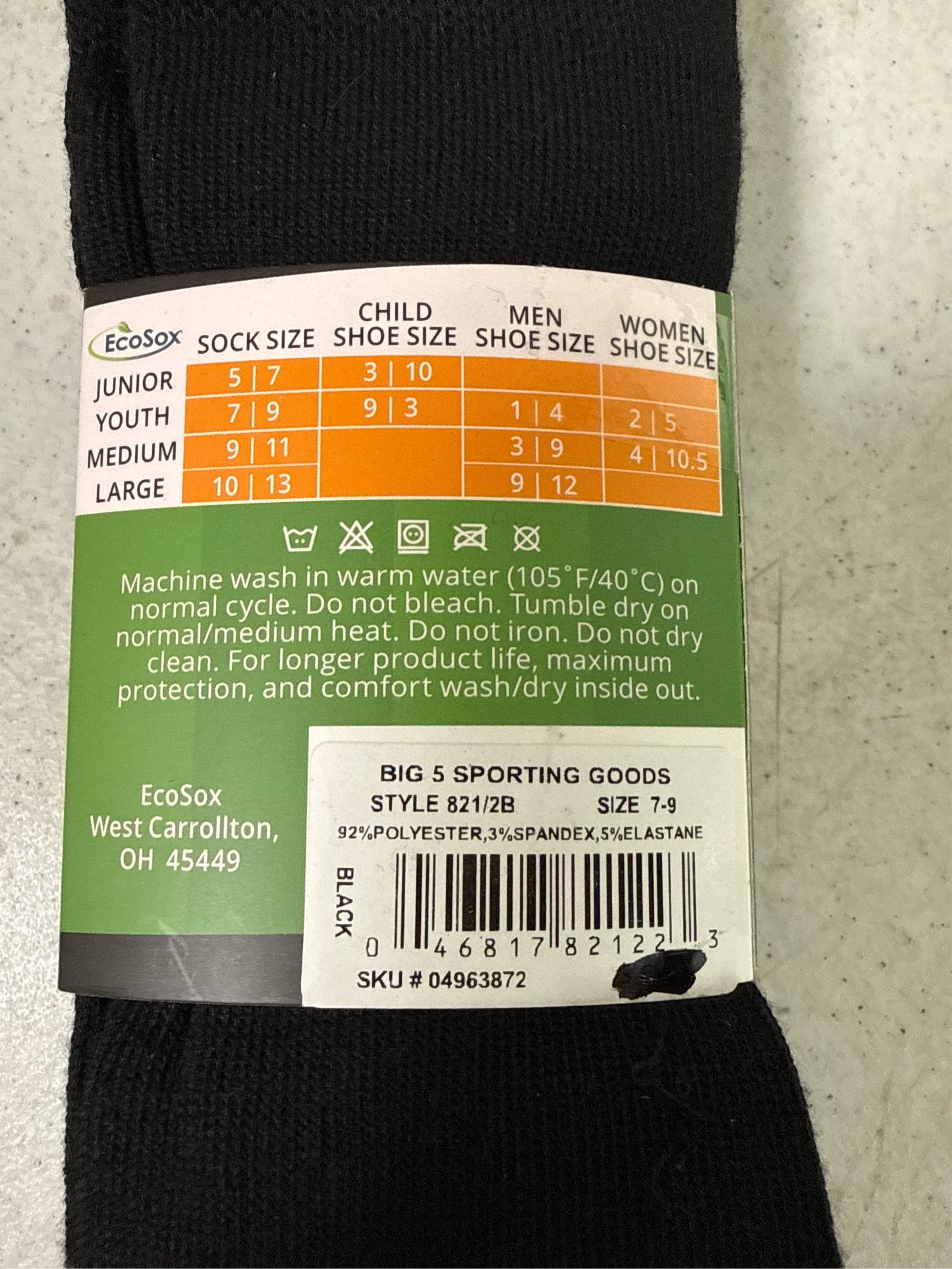 EcoSox Premier Youth Over-The-Calf Soccer Socks - 2 Pack, Black, Size 7-9