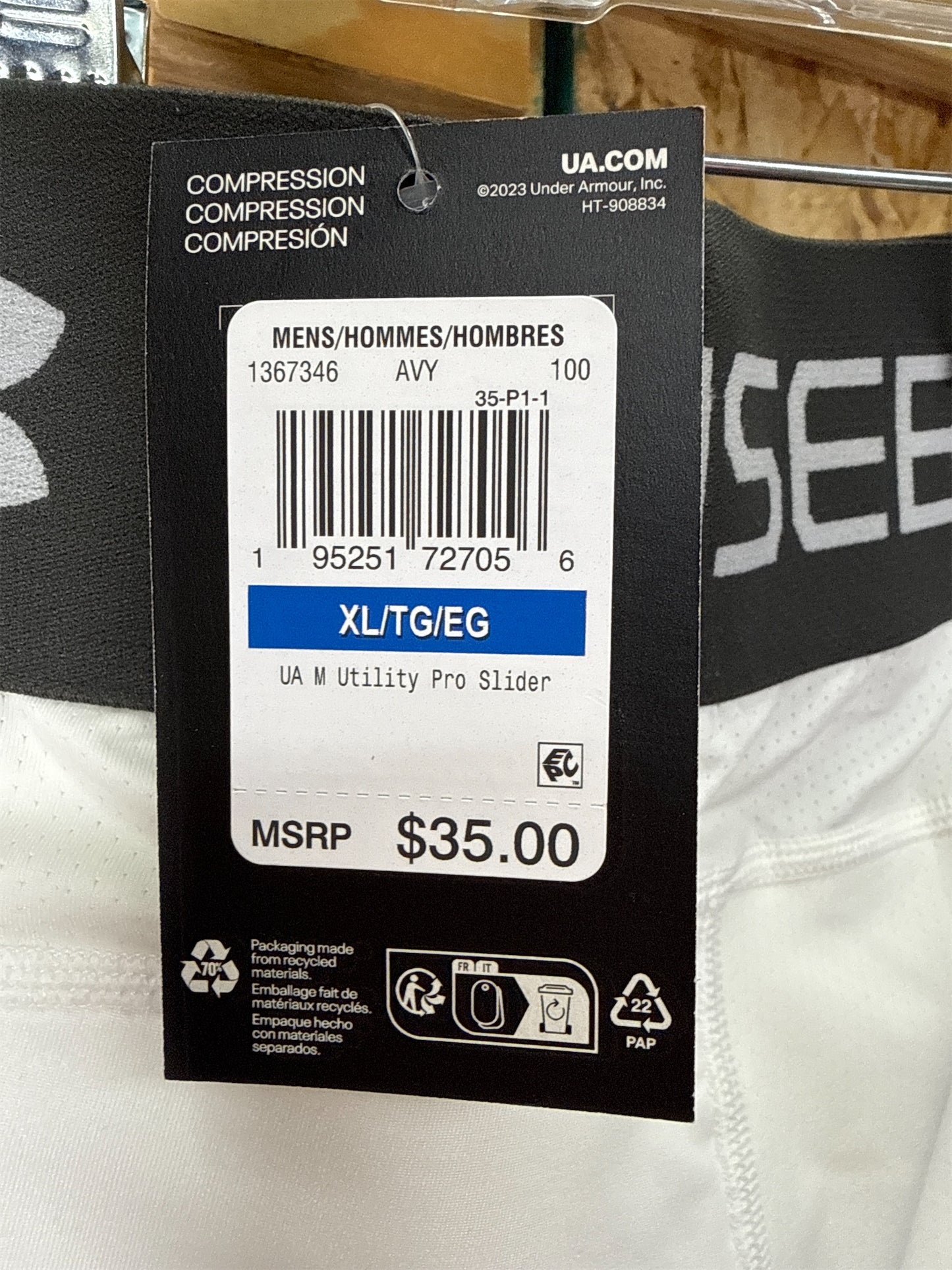 Under Armour Men's Utility Baseball Sliding Shorts - White, XL