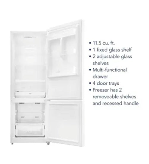 Insignia 11.5 Cu. Ft. Bottom Mount Refrigerator, Energy Star Certified - White