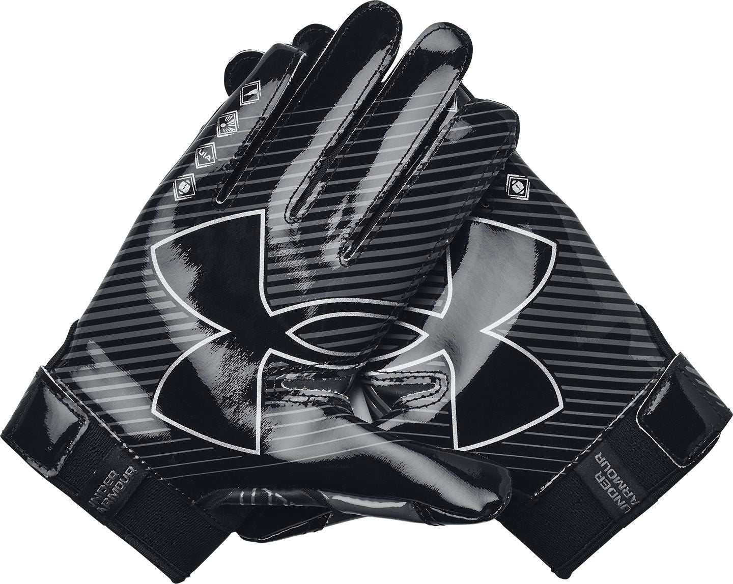 Under Armour Youth F9 Football Receiver Gloves - Black/Silver, Large