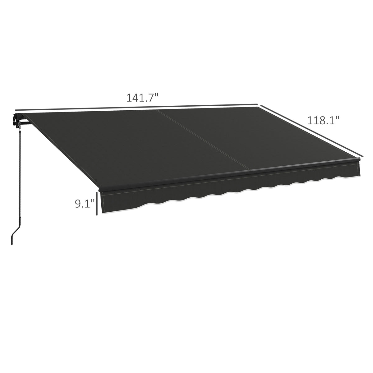 Outsunny 12' x 10' Retractable Manual Awning - UV Resistant Dark Gray Sunshade