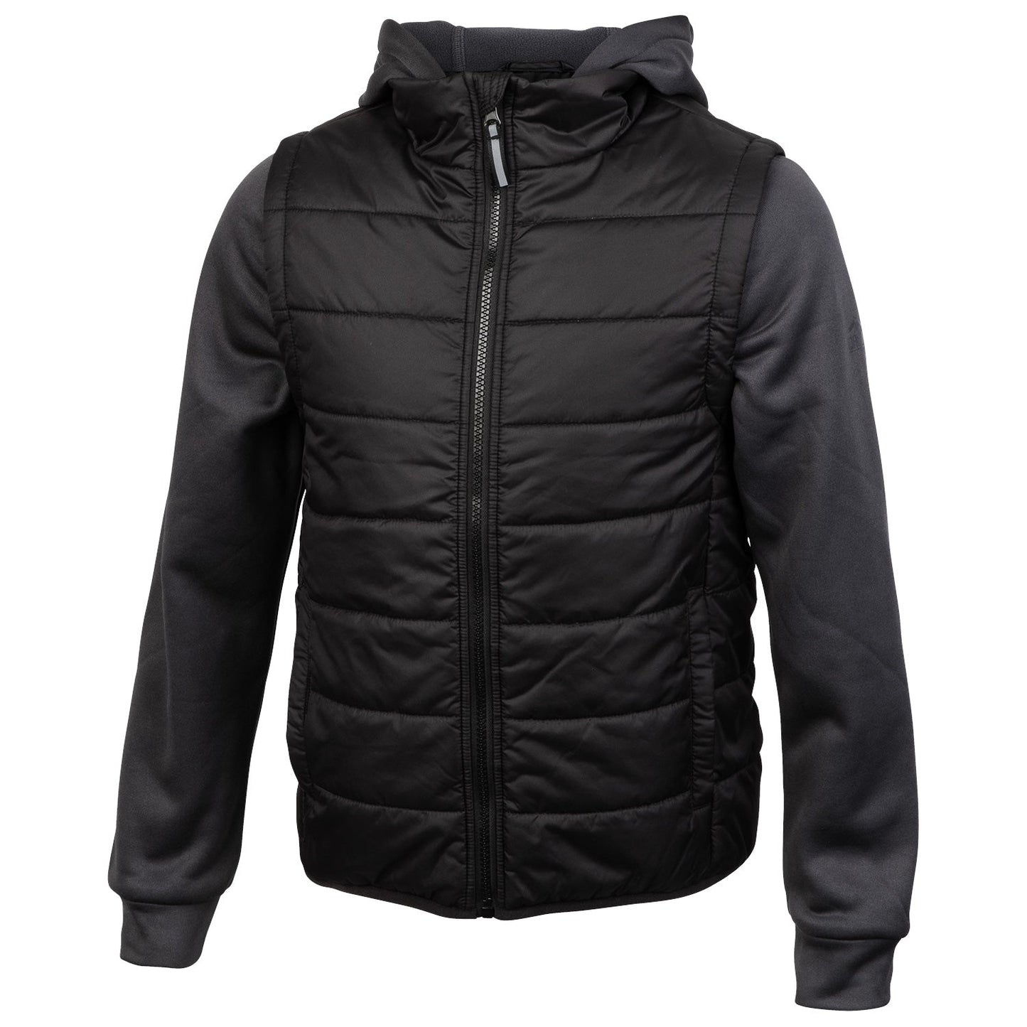 Pacific Trail Boys' Mixed Media Hooded Jacket - Black/Gray, Size M (10/12)