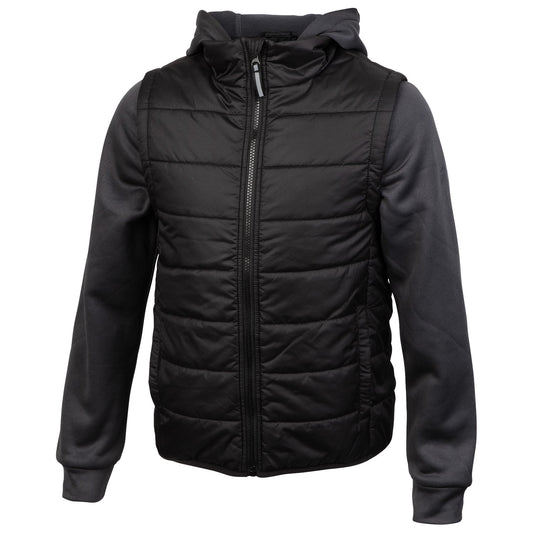 Pacific Trail Boys' Mixed Media Hooded Jacket - Black/Gray, Size M (10/12)