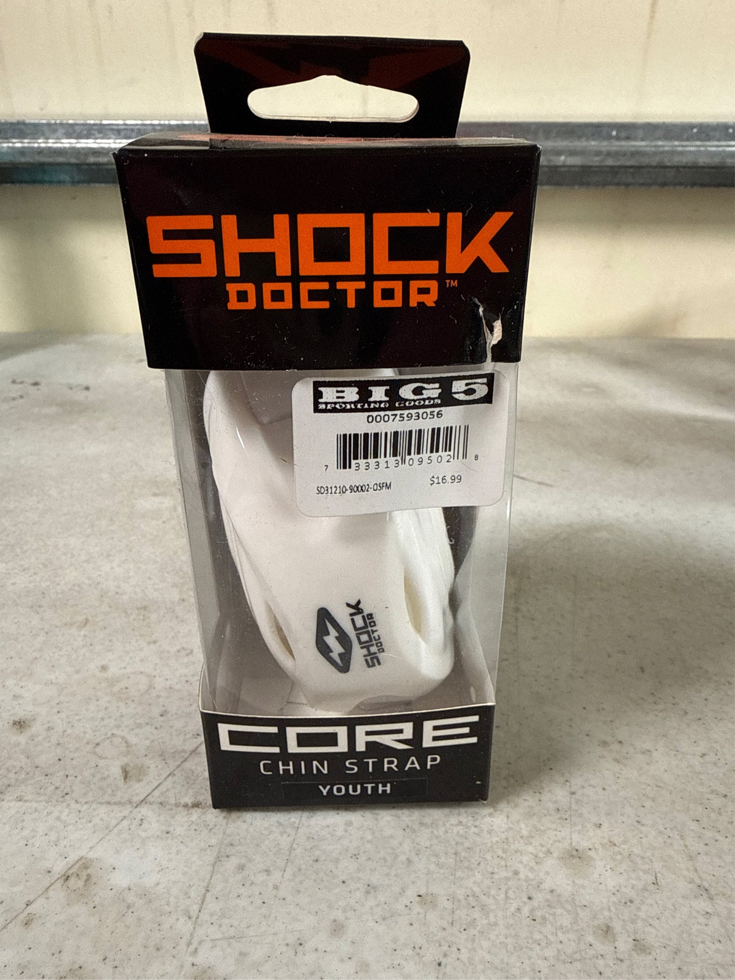 Shock Doctor Youth Core Adjustable Football Chinstrap - White