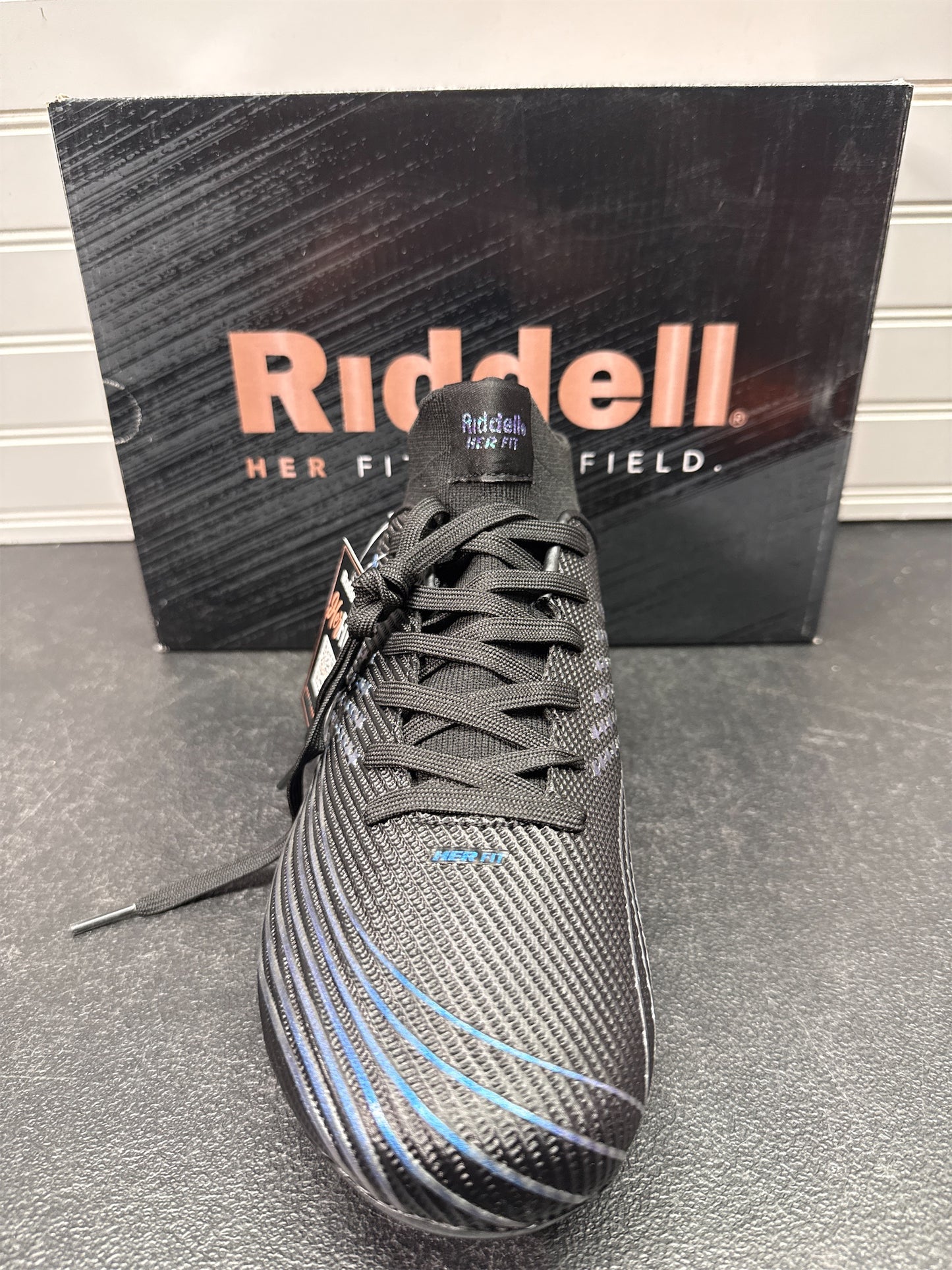 Riddell Revel TPU Women's Football Cleats - Black/Blue, Size 10