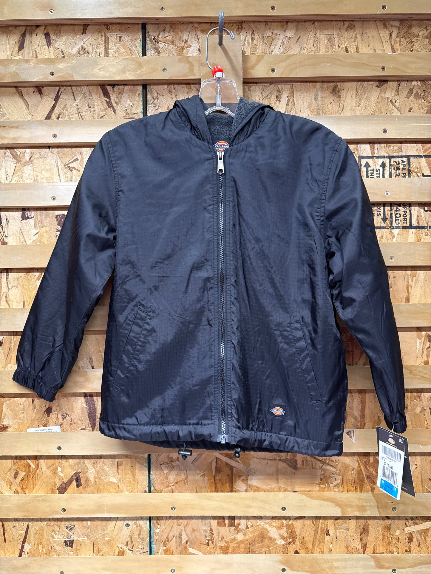 Dickies Boys' Fleece Lined Hooded Jacket, Black, Size S (7/8)